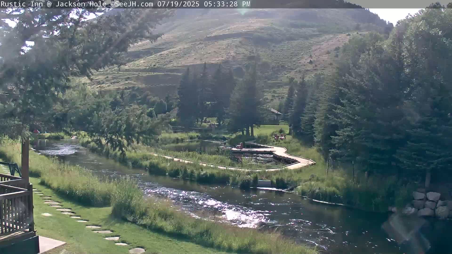Jackson Hole, Flat Creek from Rustic Inn Resort Live Cam - Jackson, Teton, Wyoming, USA