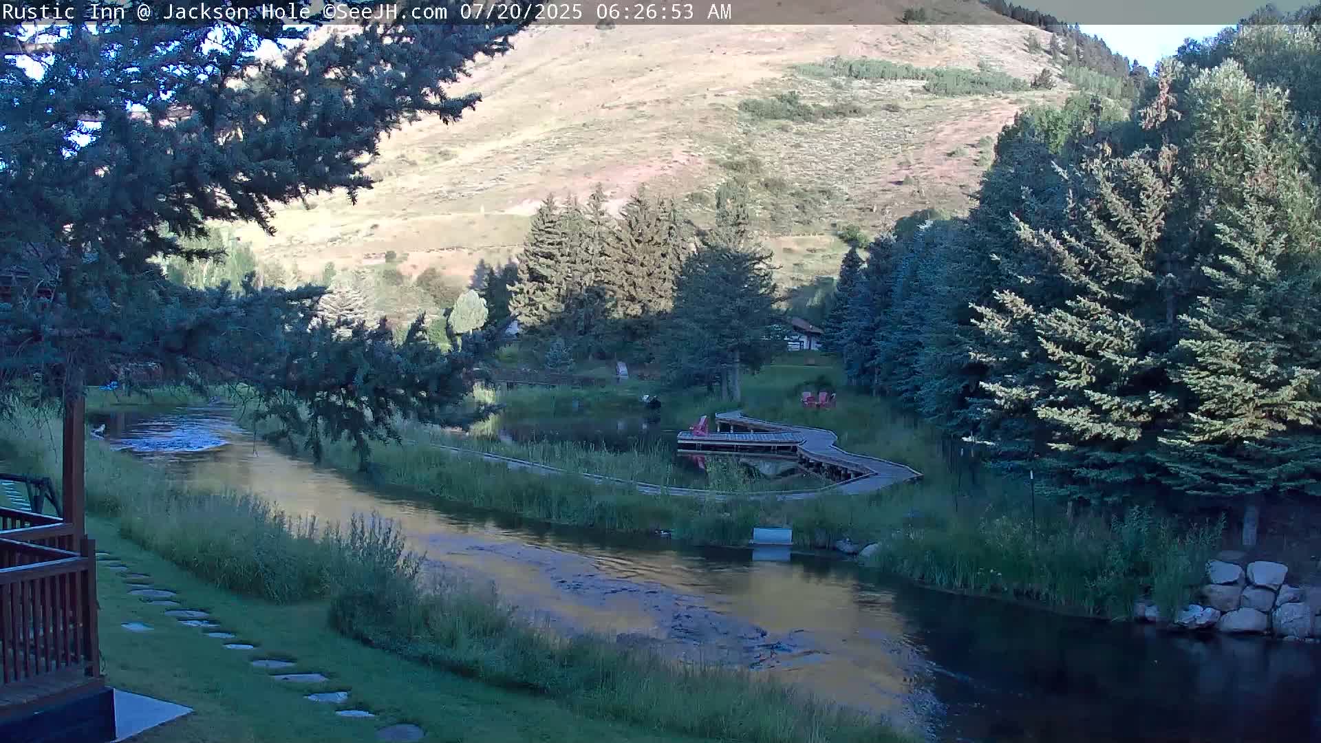 Jackson Hole, Flat Creek from Rustic Inn Resort Live Cam - Jackson, Teton, Wyoming, USA