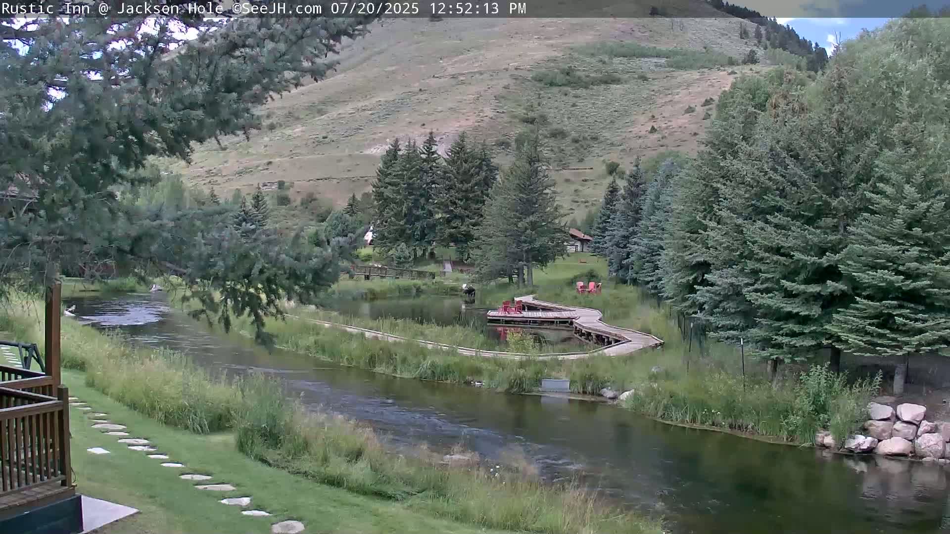 Jackson Hole, Flat Creek from Rustic Inn Resort Live Cam - Jackson, Teton, Wyoming, USA