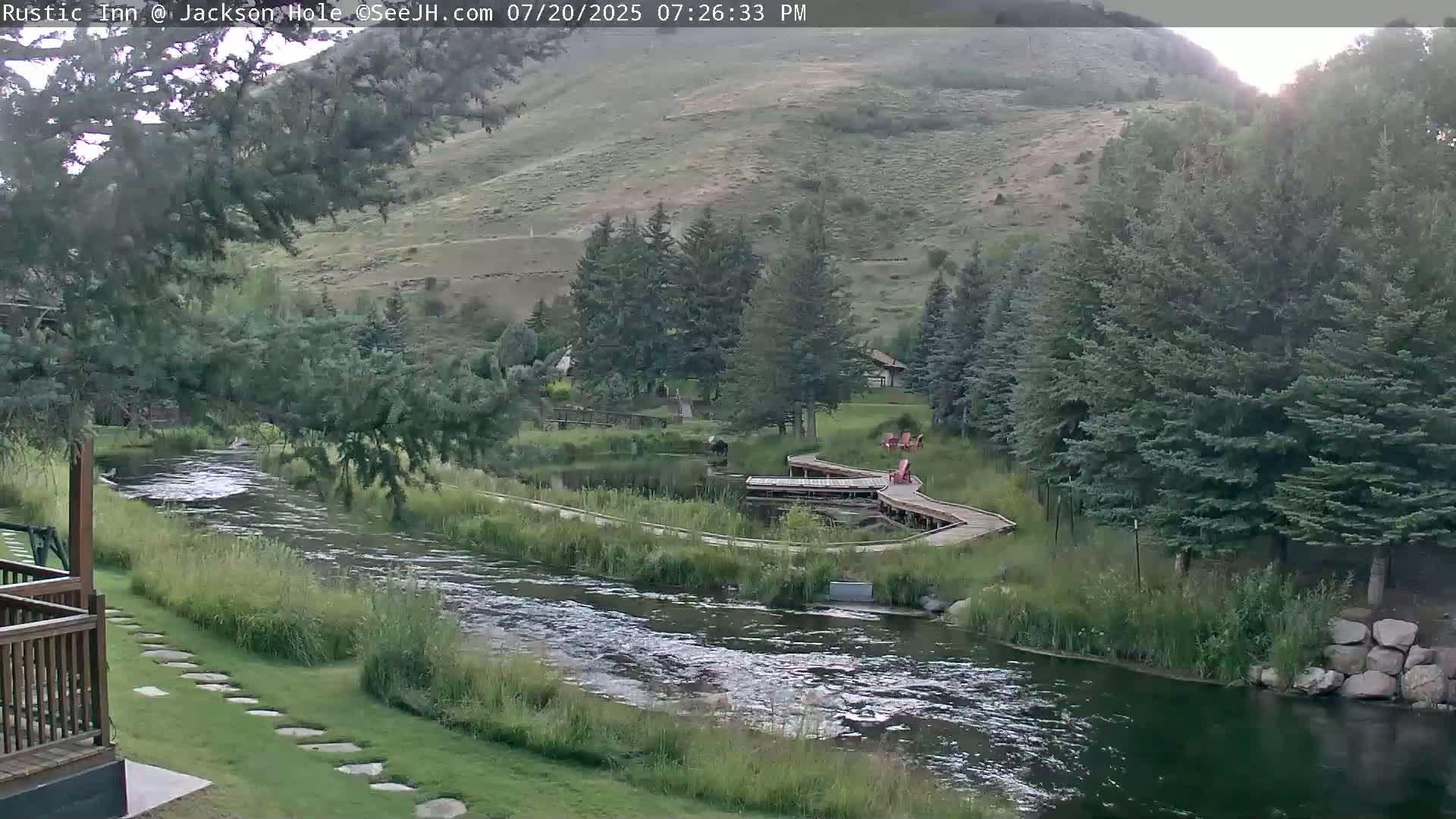 Jackson Hole, Flat Creek from Rustic Inn Resort Live Cam - Jackson, Teton, Wyoming, USA