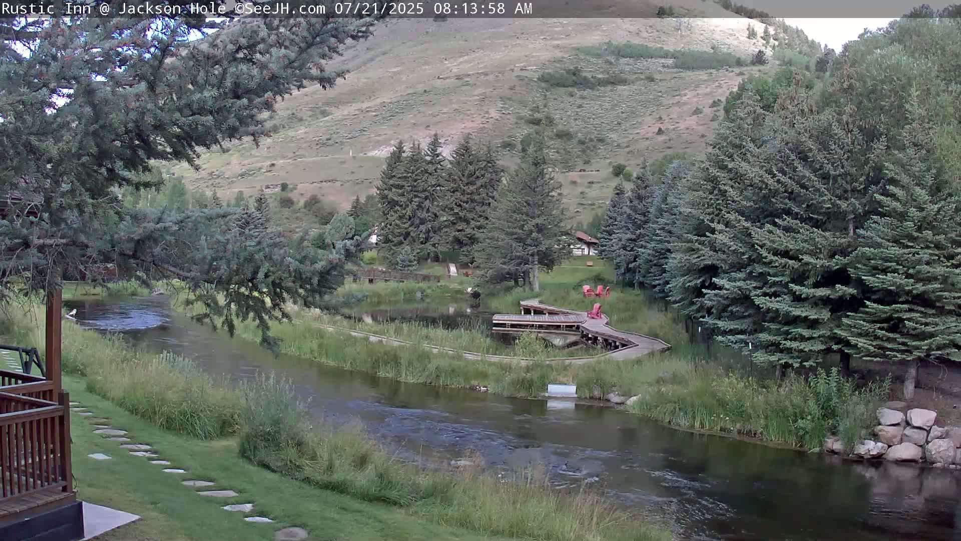 Jackson Hole, Flat Creek from Rustic Inn Resort Live Cam - Jackson, Teton, Wyoming, USA