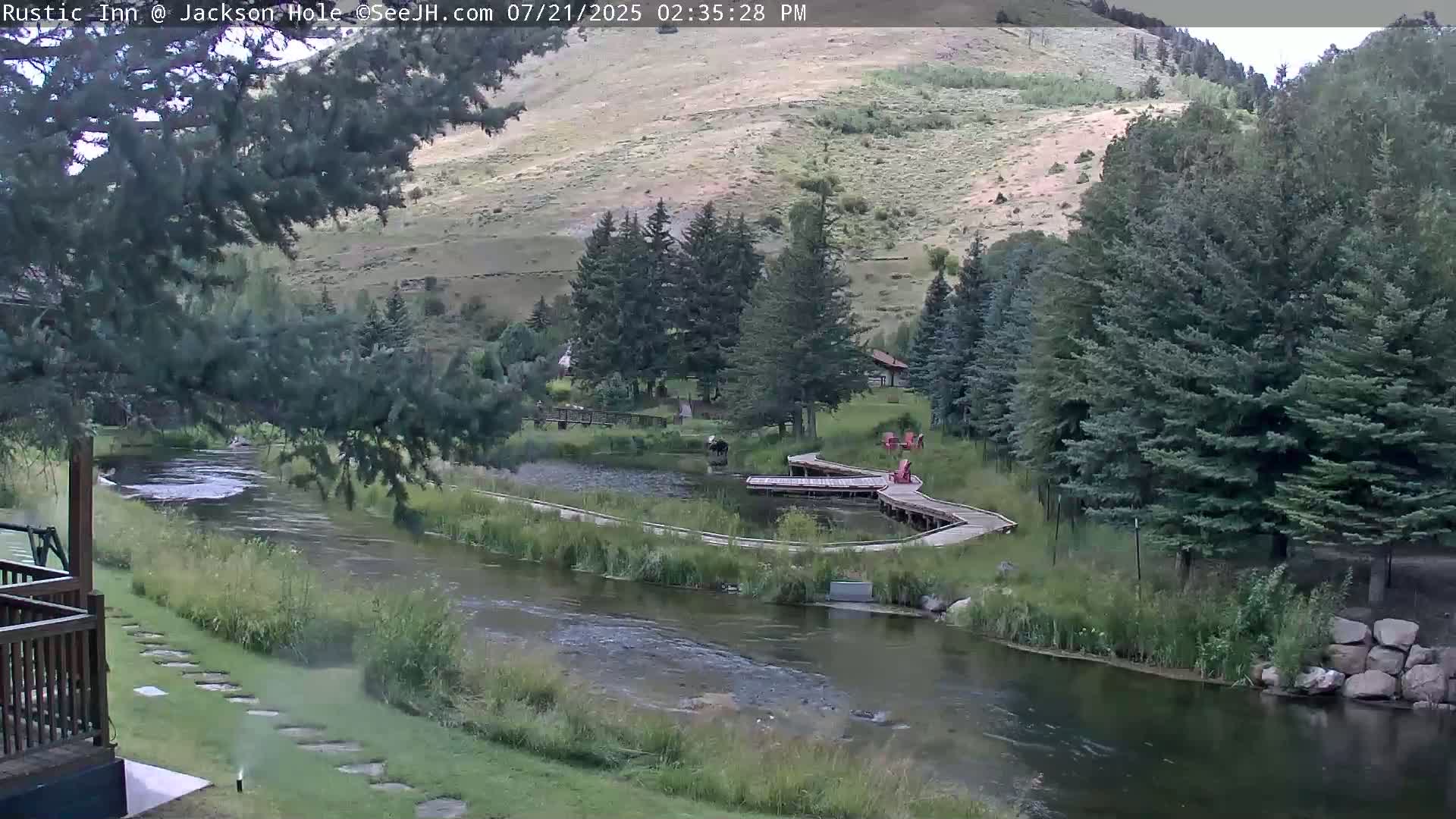 Jackson Hole, Flat Creek from Rustic Inn Resort Live Cam - Jackson, Teton, Wyoming, USA