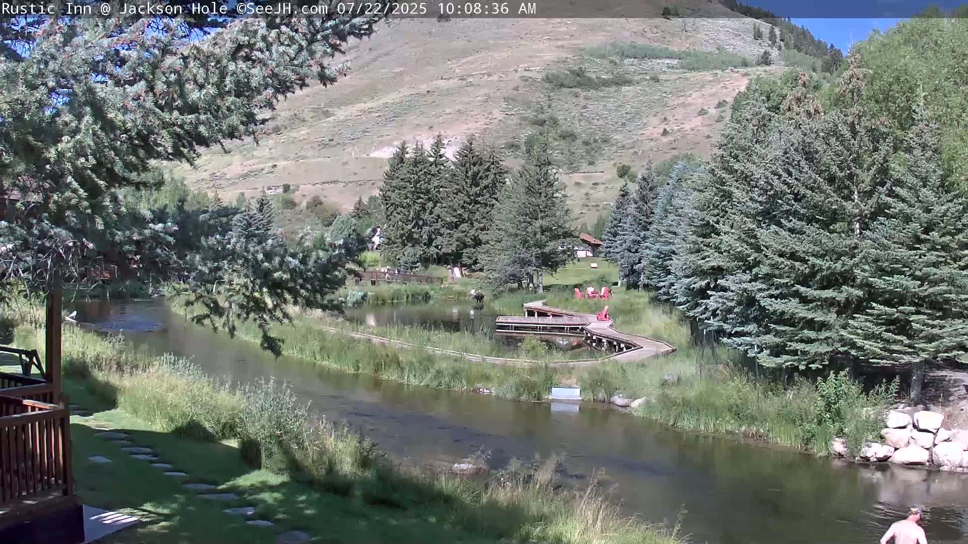 Jackson Hole, Flat Creek from Rustic Inn Resort Live Cam - Jackson, Teton, Wyoming, USA