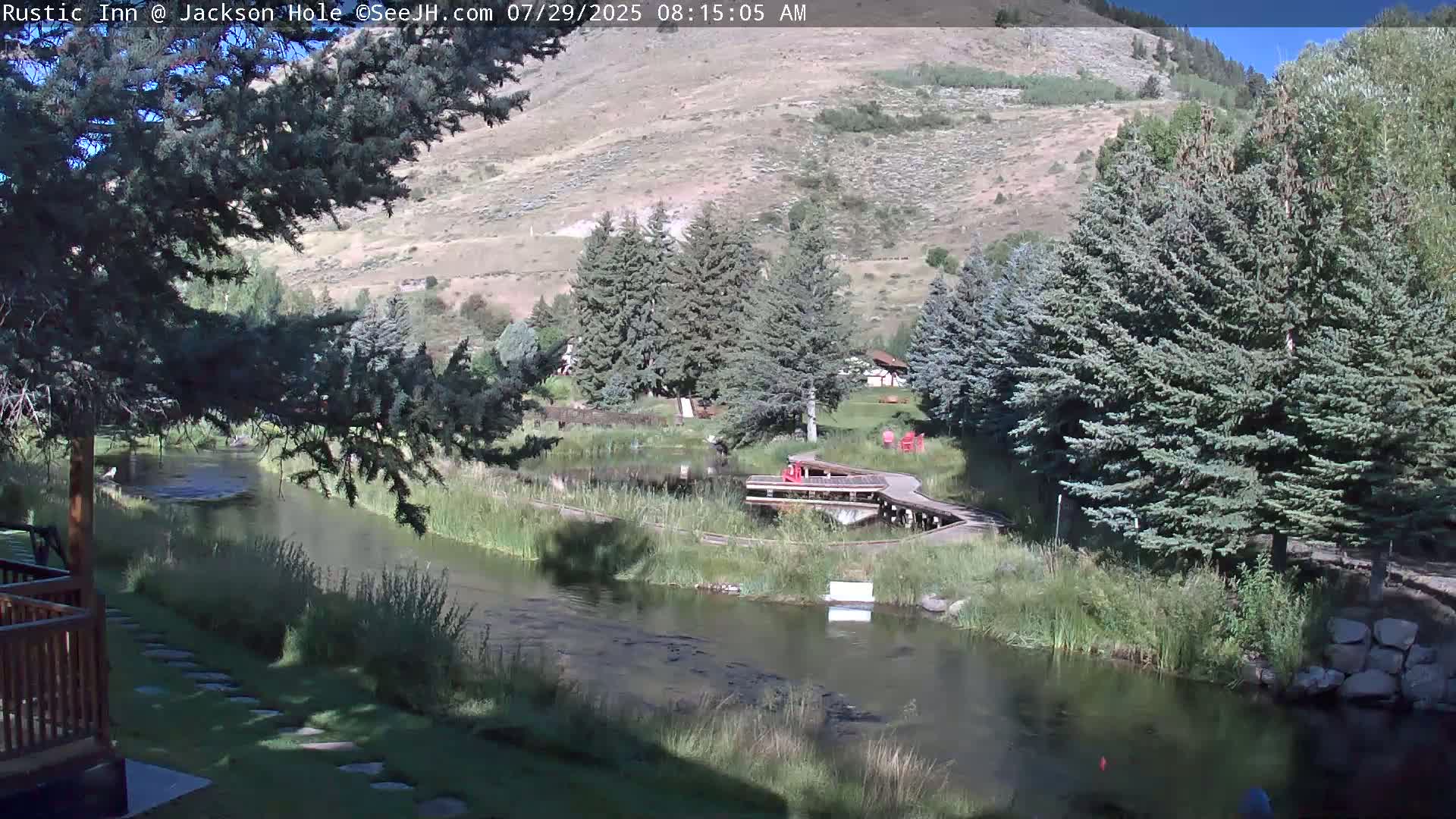 Jackson Hole, Flat Creek from Rustic Inn Resort Live Cam - Jackson, Teton, Wyoming, USA