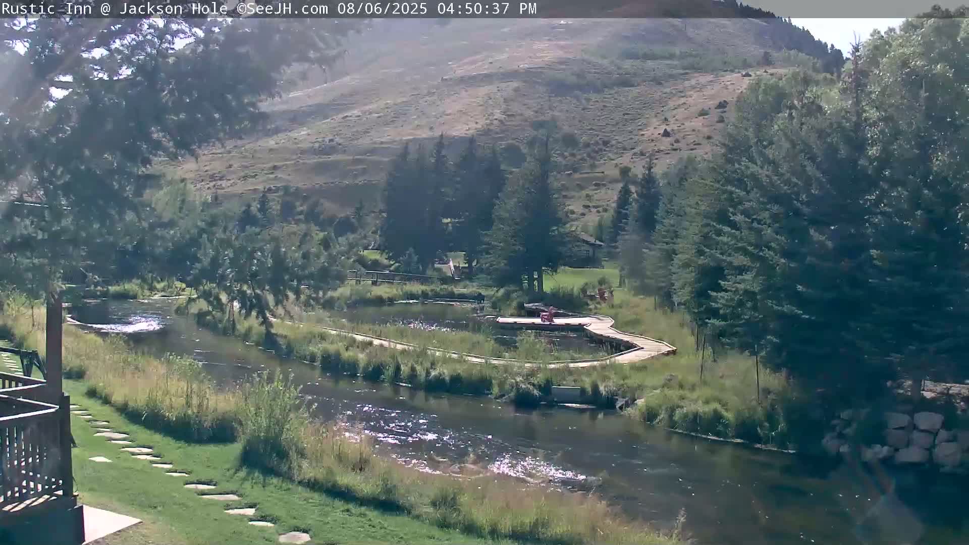 Jackson Hole, Flat Creek from Rustic Inn Resort Live Cam - Jackson, Teton, Wyoming, USA
