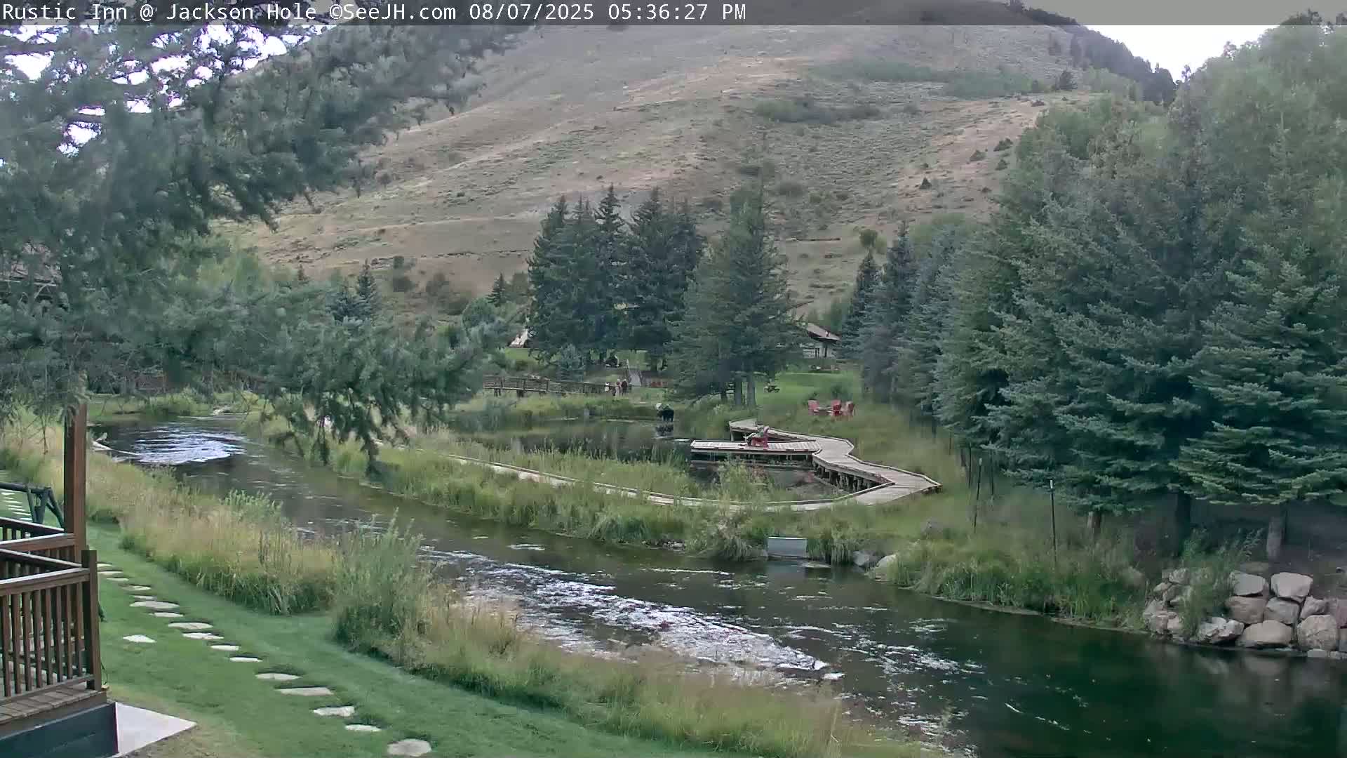 Jackson Hole, Flat Creek from Rustic Inn Resort Live Cam - Jackson, Teton, Wyoming, USA