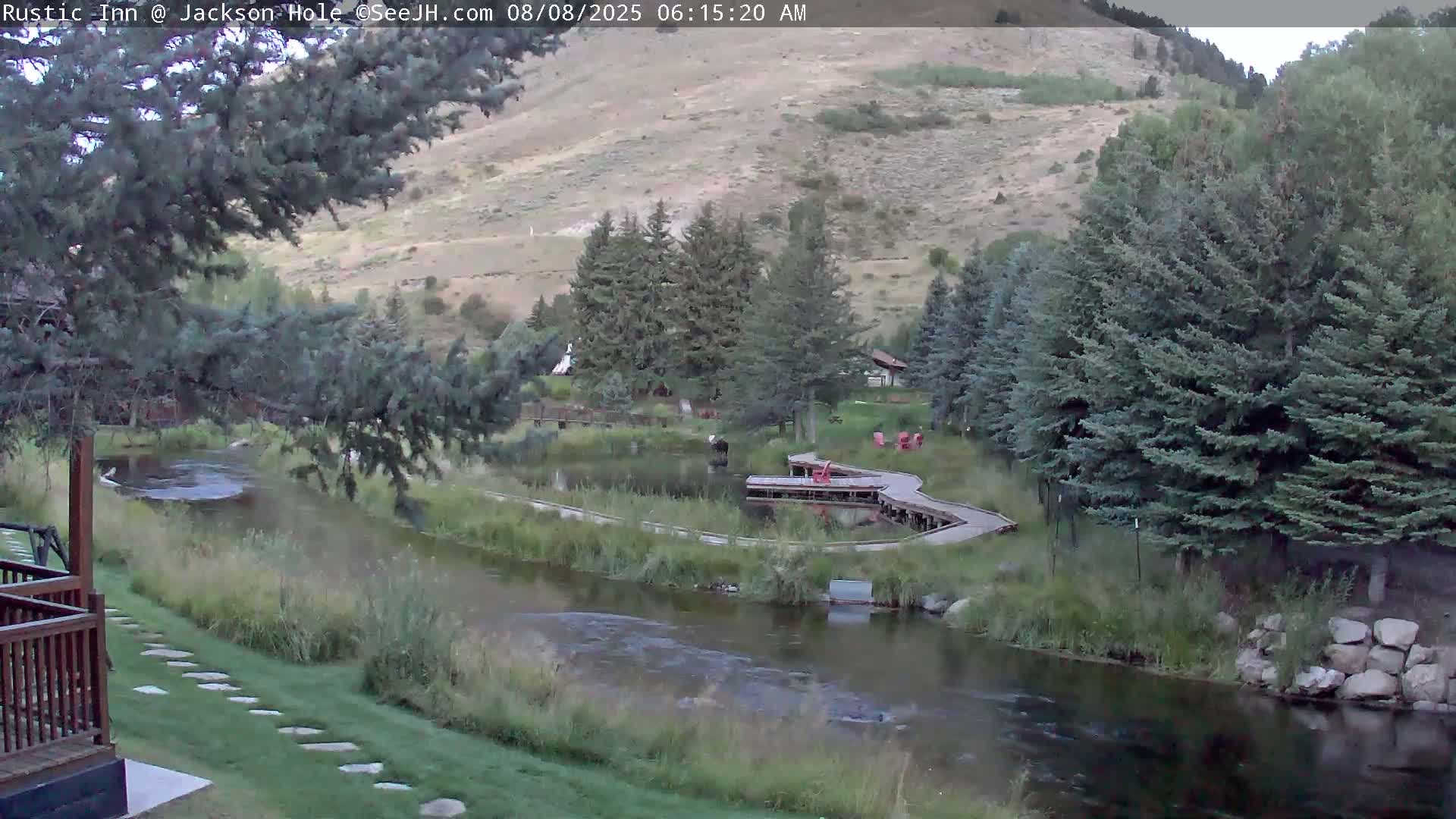 Jackson Hole, Flat Creek from Rustic Inn Resort Live Cam - Jackson, Teton, Wyoming, USA