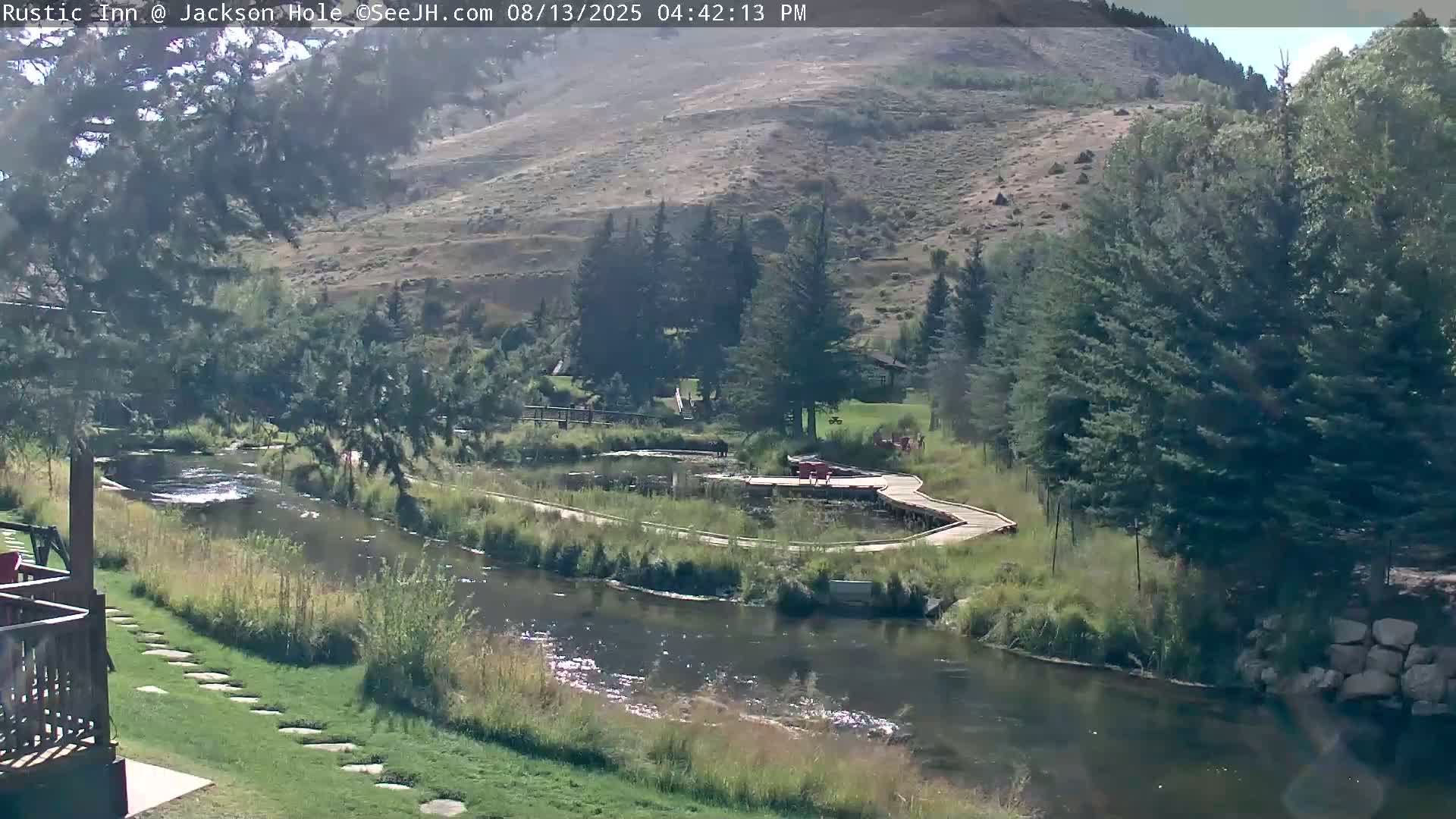 Jackson Hole, Flat Creek from Rustic Inn Resort Live Cam - Jackson, Teton, Wyoming, USA
