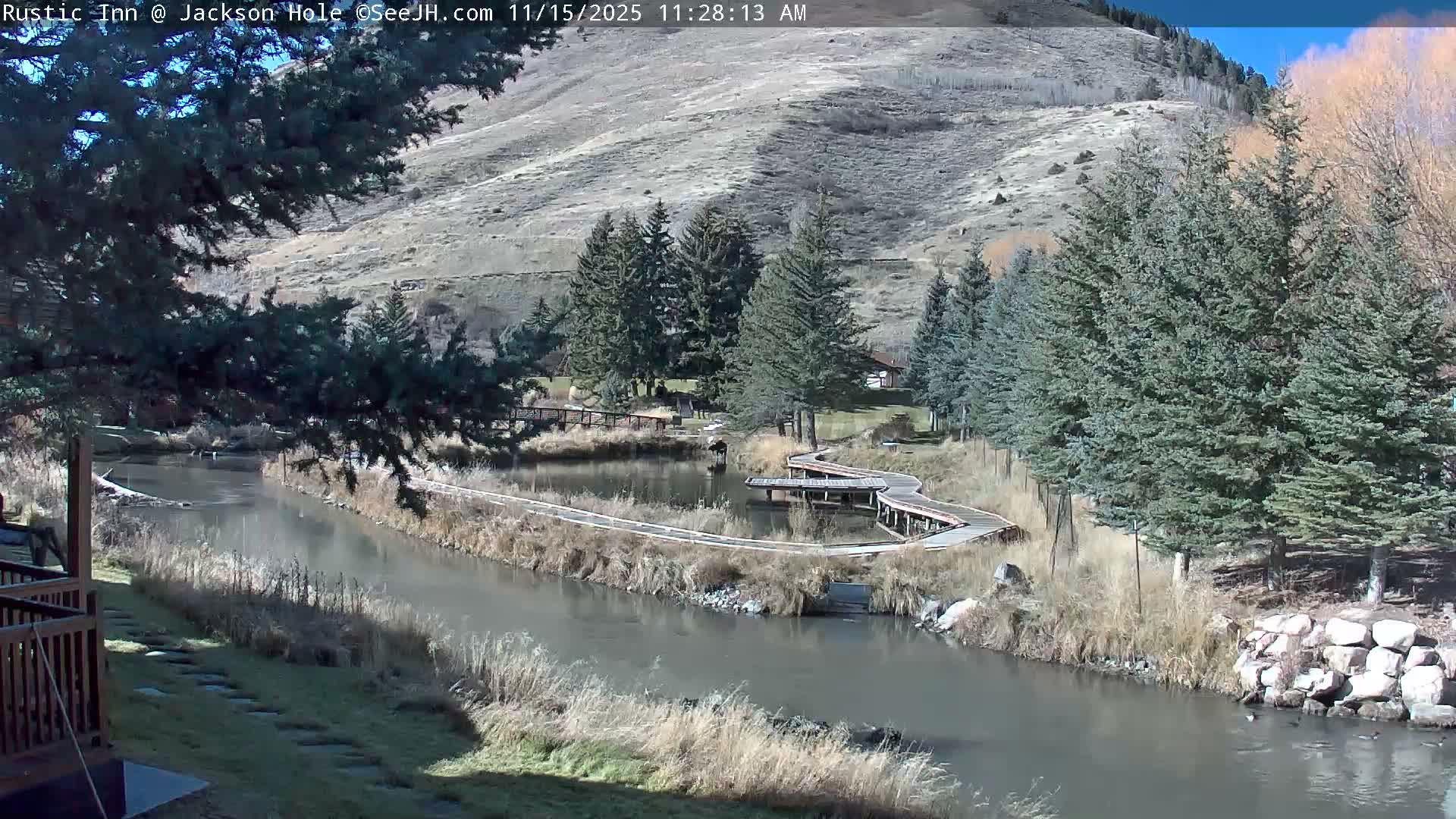 Jackson Hole, Flat Creek from Rustic Inn Resort Live Cam - Jackson, Teton, Wyoming, USA