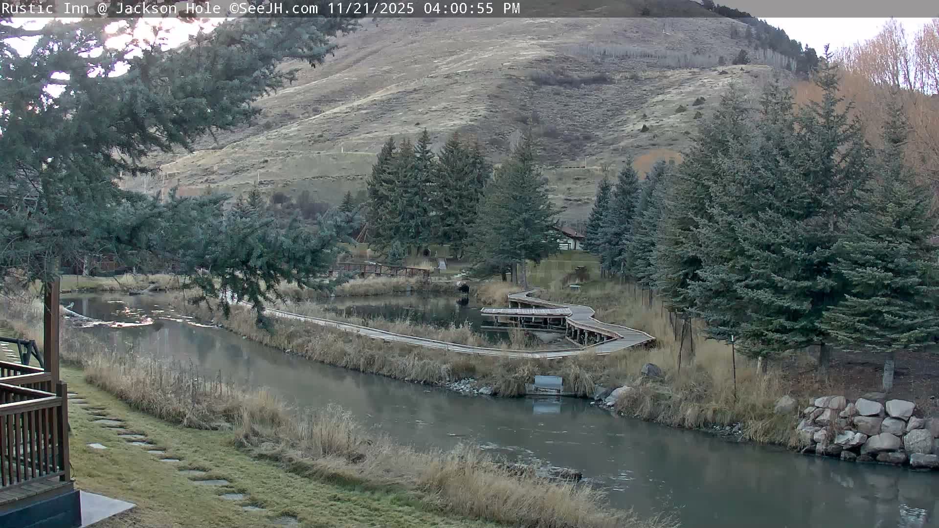 Jackson Hole, Flat Creek from Rustic Inn Resort Live Cam - Jackson, Teton, Wyoming, USA