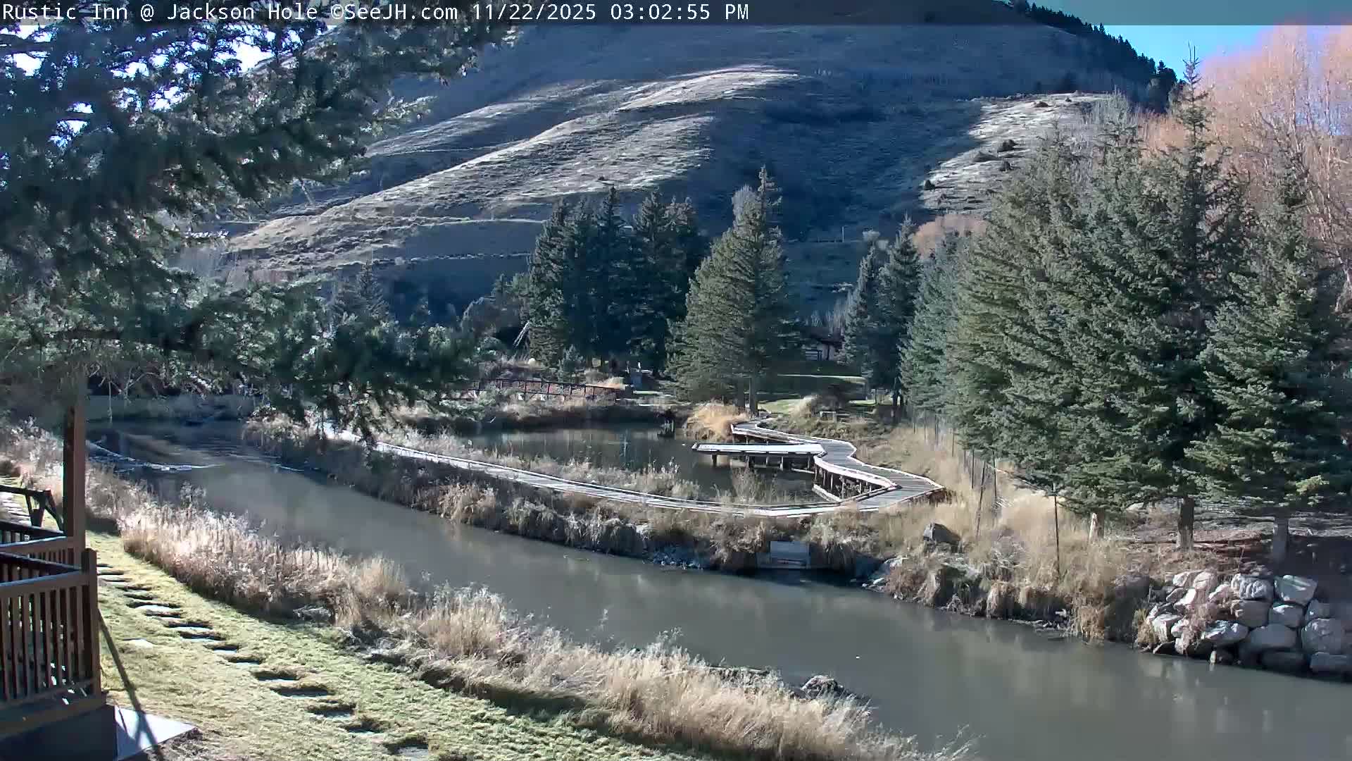 Jackson Hole, Flat Creek from Rustic Inn Resort Live Cam - Jackson, Teton, Wyoming, USA