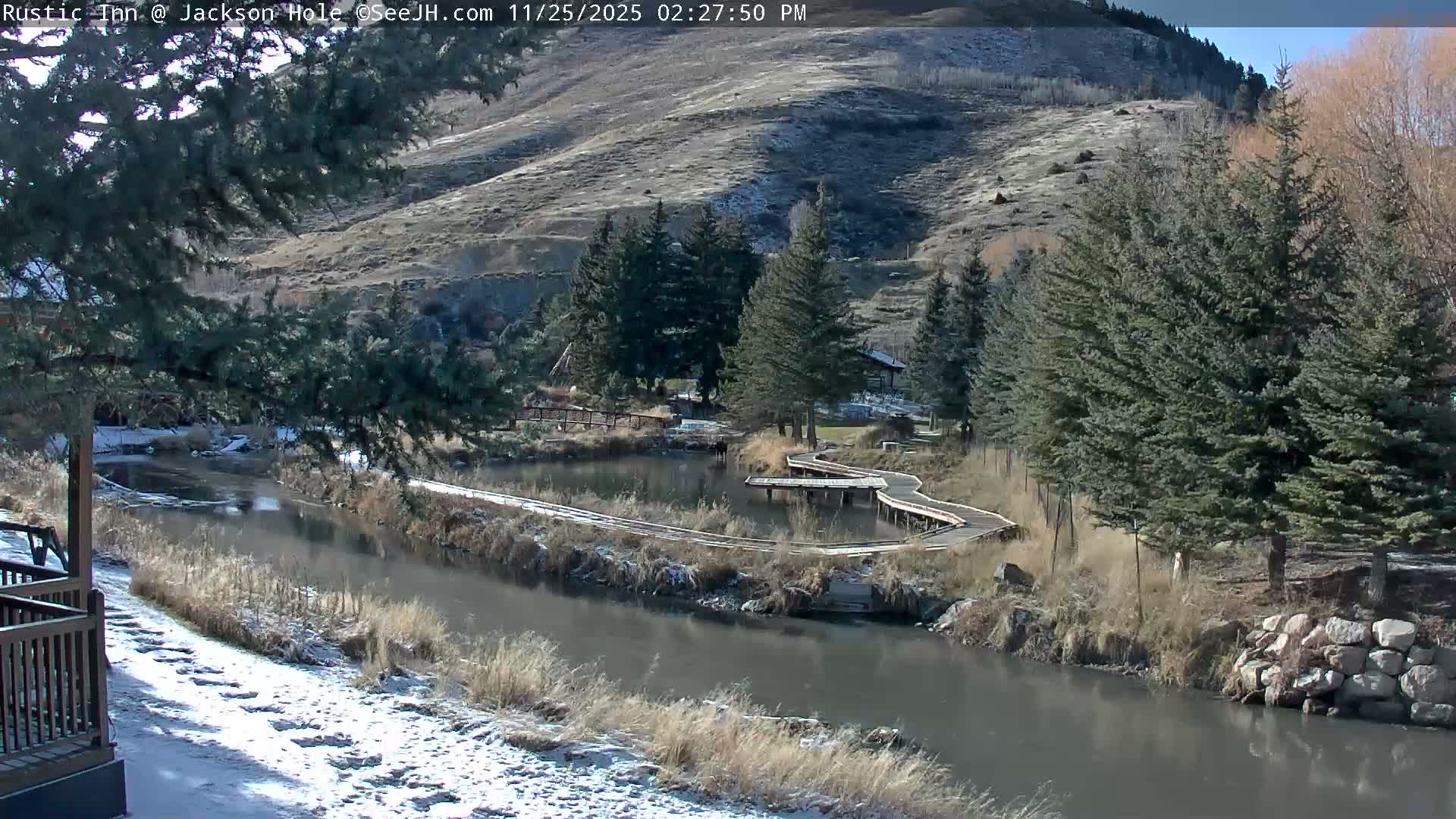 Jackson Hole, Flat Creek from Rustic Inn Resort Live Cam - Jackson, Teton, Wyoming, USA