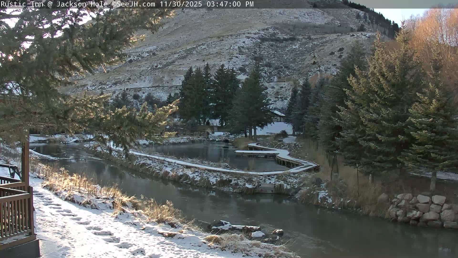 Jackson Hole, Flat Creek from Rustic Inn Resort Live Cam - Jackson, Teton, Wyoming, USA