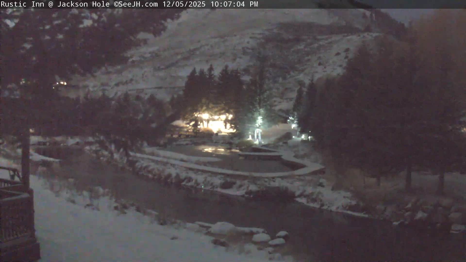 Jackson Hole, Flat Creek from Rustic Inn Resort Live Cam - Jackson, Teton, Wyoming, USA