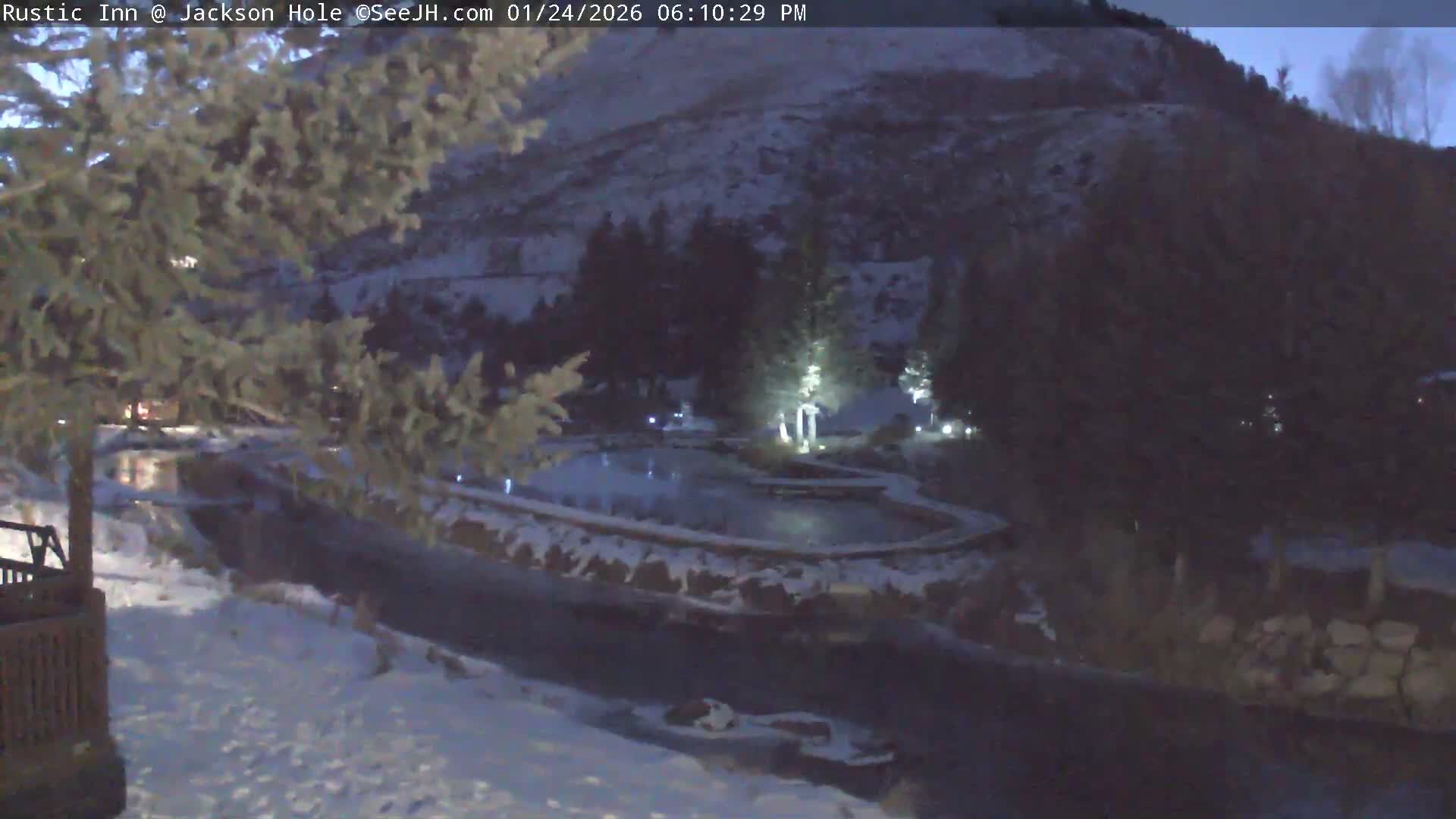 Jackson Hole, Flat Creek from Rustic Inn Resort Live Cam - Jackson, Teton, Wyoming, USA