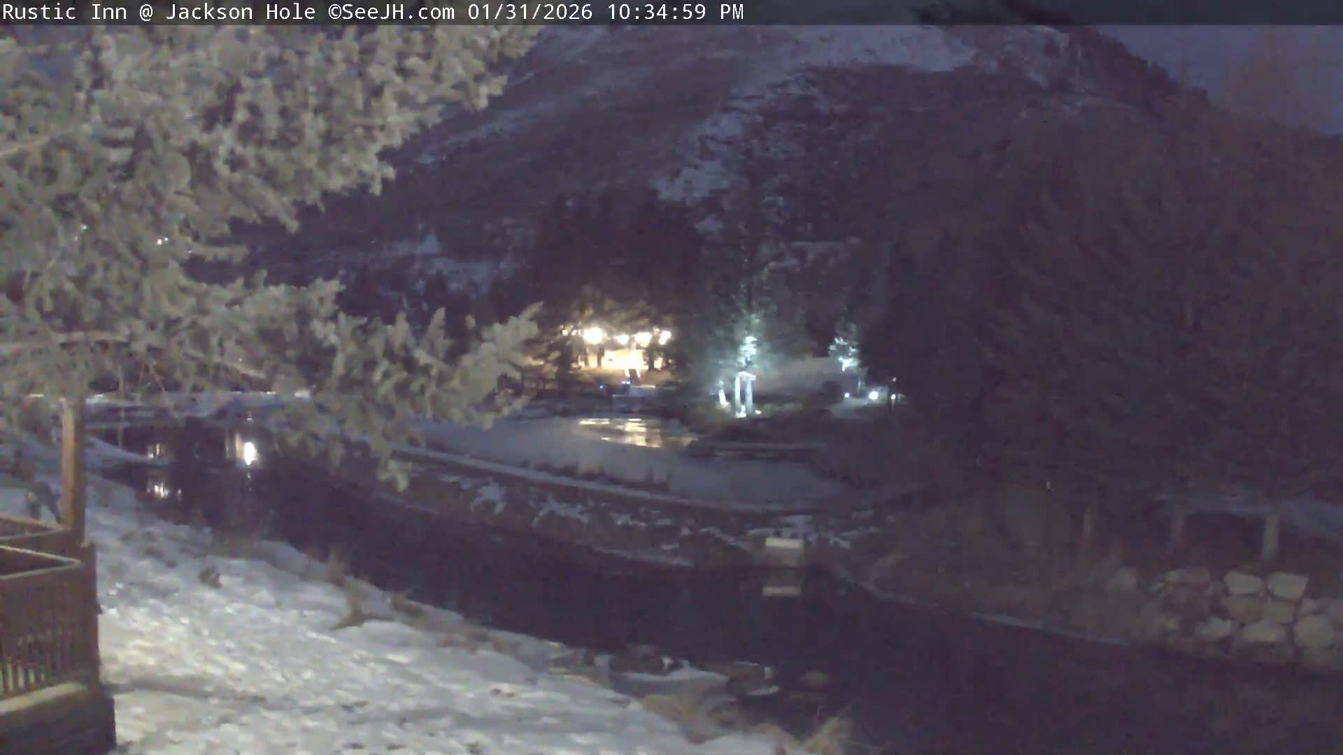 Jackson Hole, Flat Creek from Rustic Inn Resort Live Cam - Jackson, Teton, Wyoming, USA