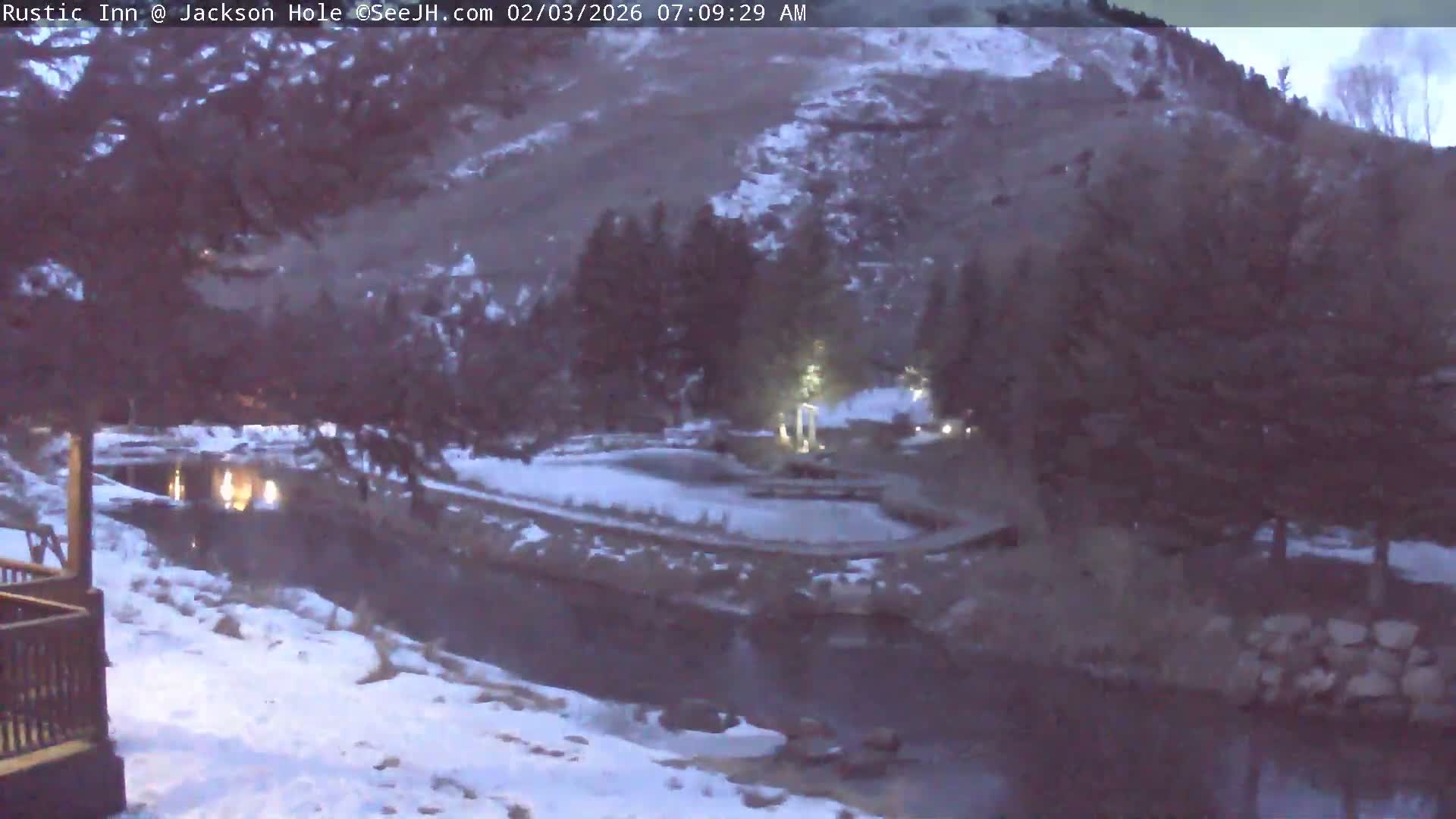 Jackson Hole, Flat Creek from Rustic Inn Resort Live Cam - Jackson, Teton, Wyoming, USA