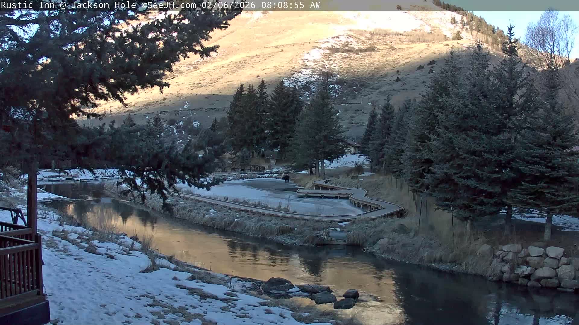 Jackson Hole, Flat Creek from Rustic Inn Resort Live Cam - Jackson, Teton, Wyoming, USA