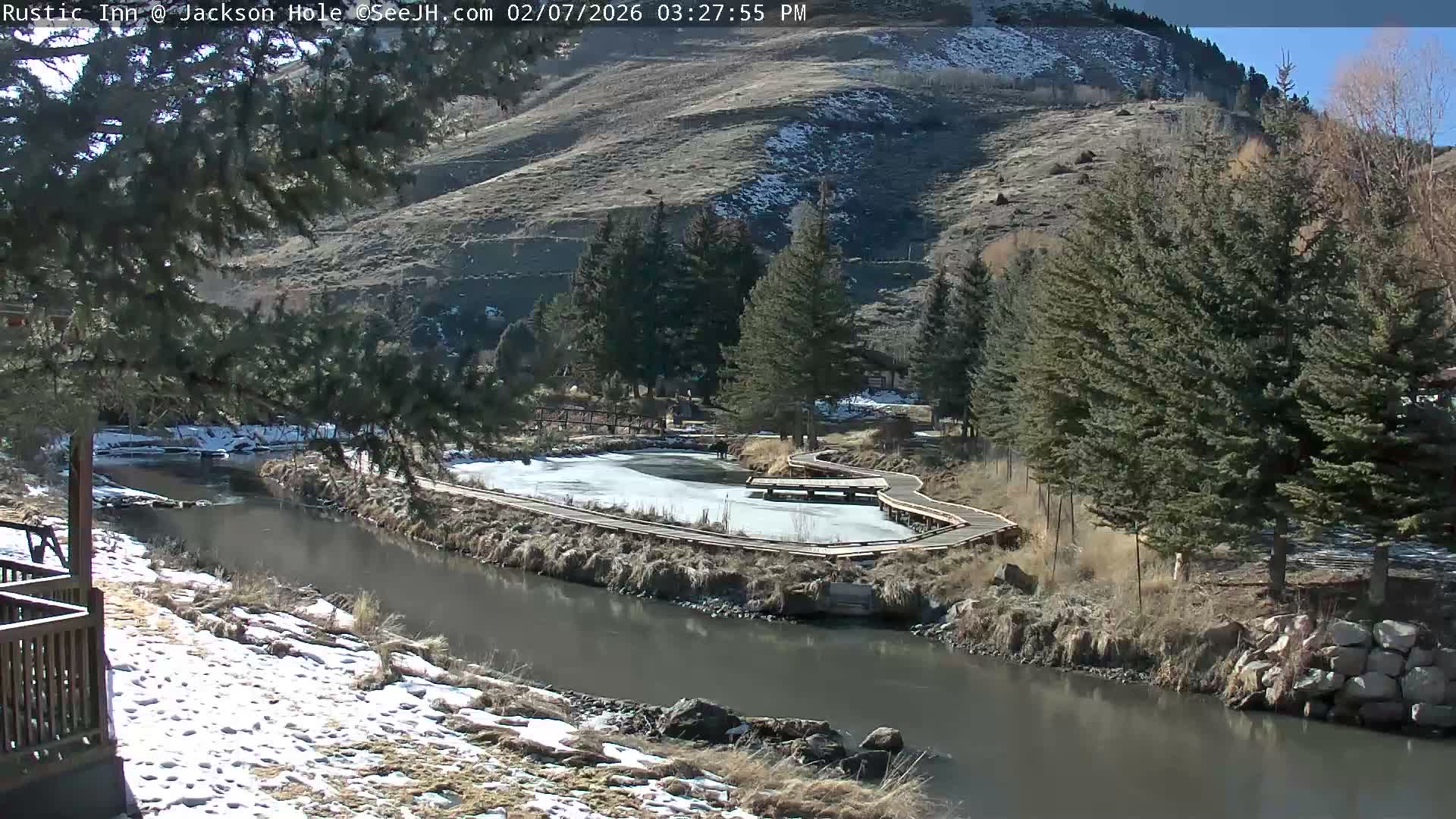 Jackson Hole, Flat Creek from Rustic Inn Resort Live Cam - Jackson, Teton, Wyoming, USA