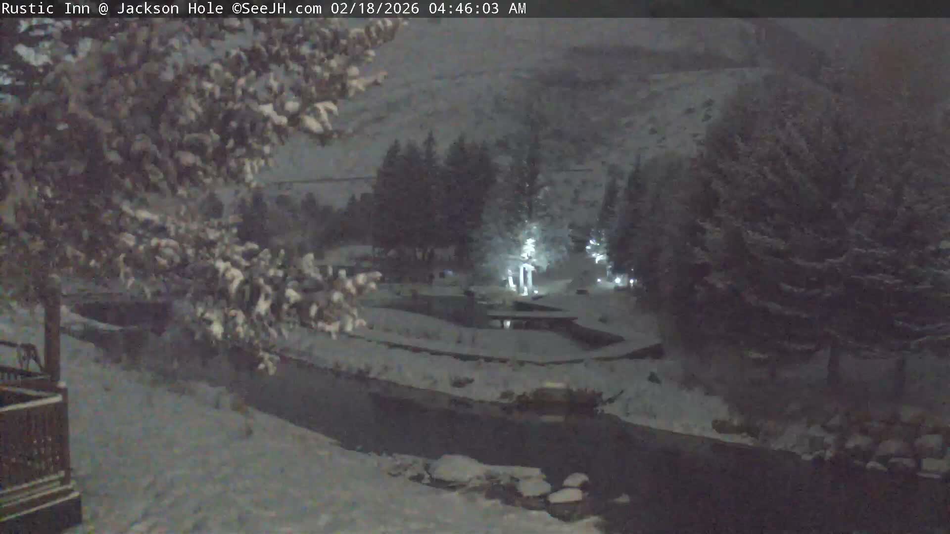 Jackson Hole, Flat Creek from Rustic Inn Resort Live Cam - Jackson, Teton, Wyoming, USA