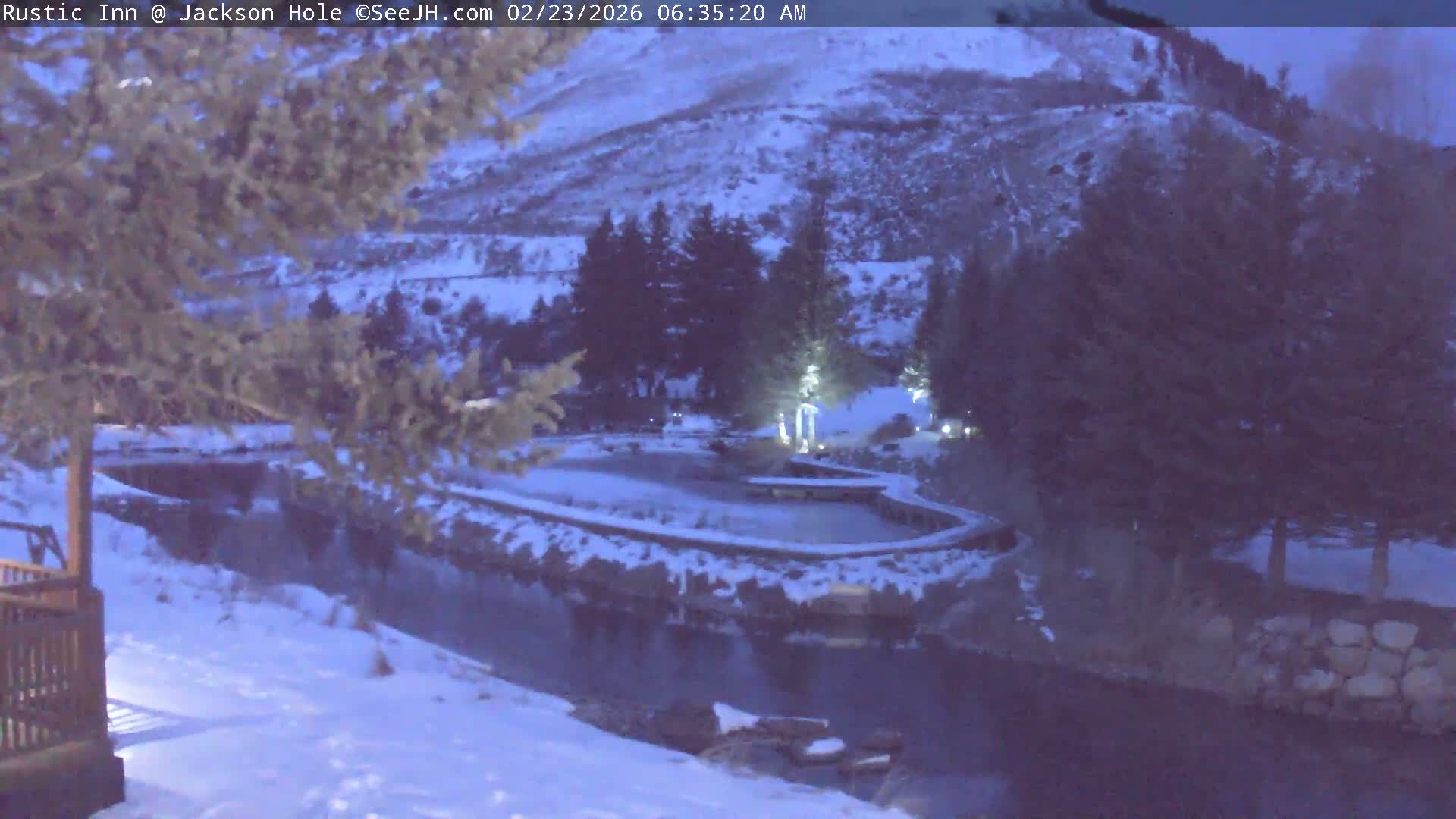 Jackson Hole, Flat Creek from Rustic Inn Resort Live Cam - Jackson, Teton, Wyoming, USA