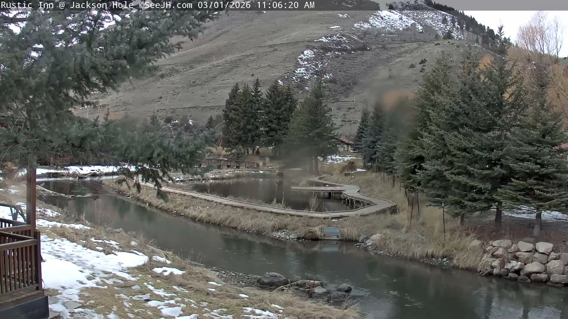 Jackson Hole, Flat Creek from Rustic Inn Resort Live Cam - Jackson, Teton, Wyoming, USA