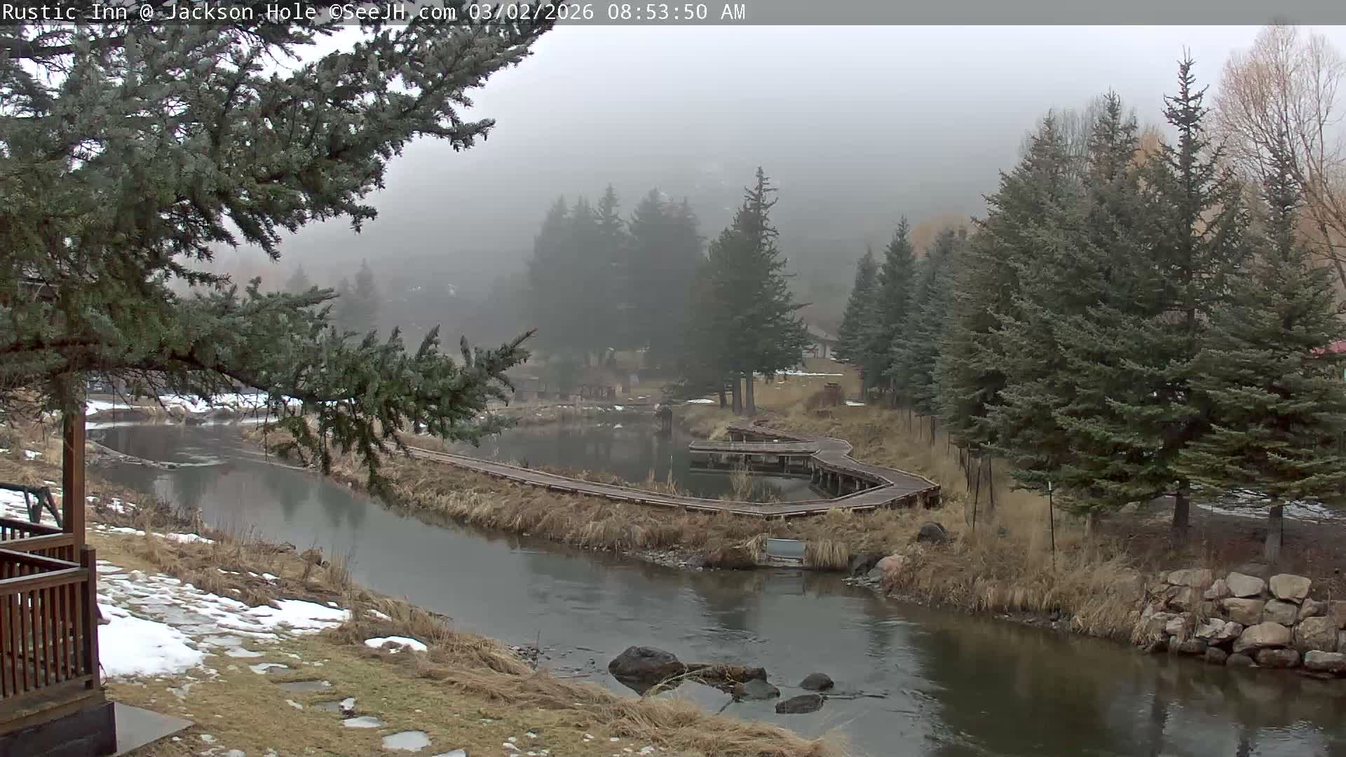 Jackson Hole, Flat Creek from Rustic Inn Resort Live Cam - Jackson, Teton, Wyoming, USA