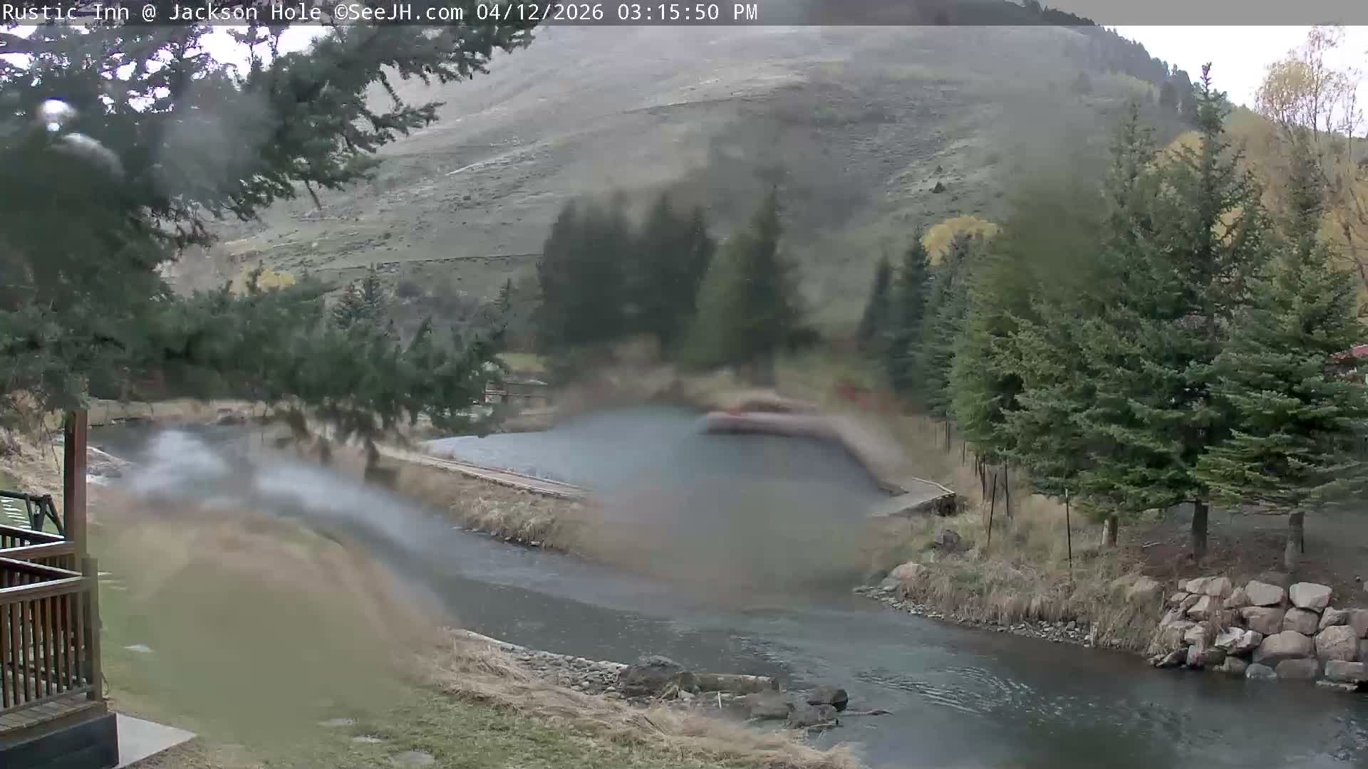 Jackson Hole, Flat Creek from Rustic Inn Resort Live Cam - Jackson, Teton, Wyoming, USA