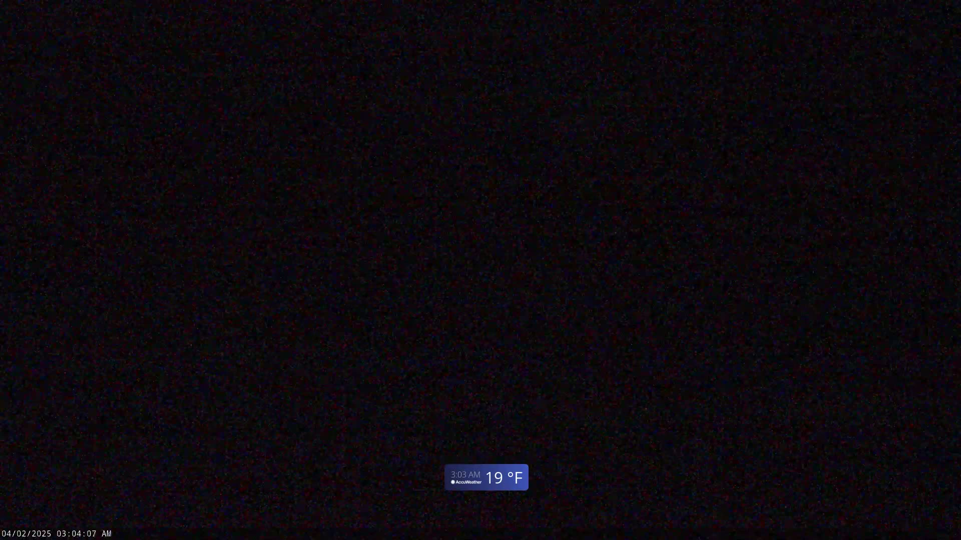 A completely dark nighttime scene shows a temperature of 19°F.