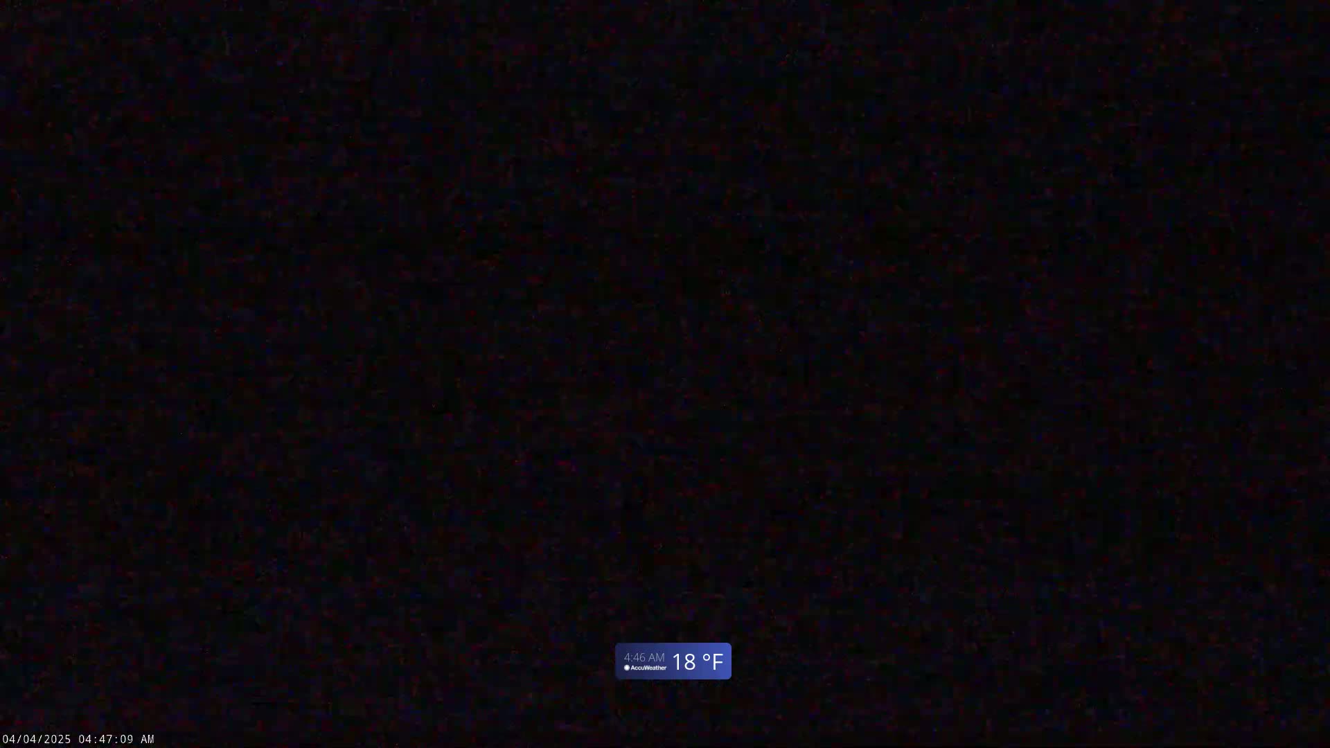 A completely dark image shows an outdoor temperature of 18°F.