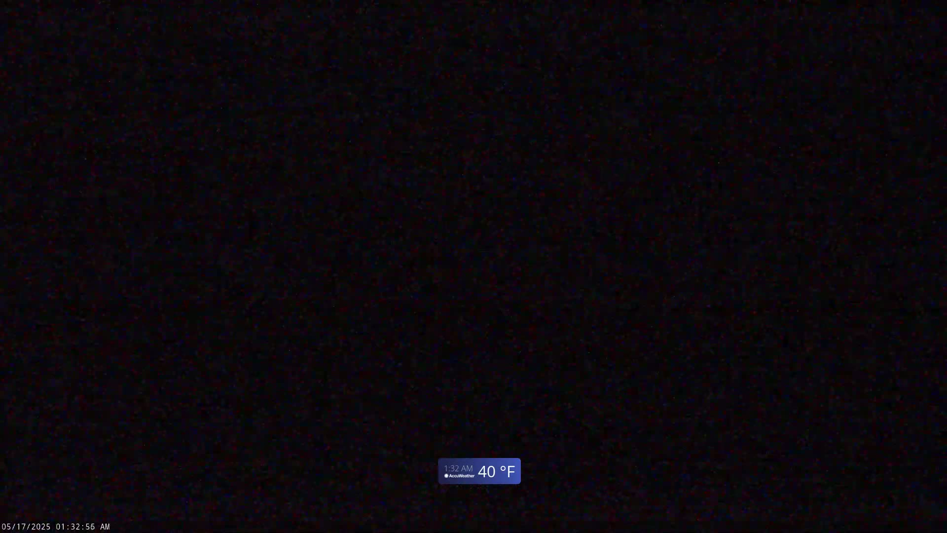 A completely dark image with a temperature reading of 40°F.