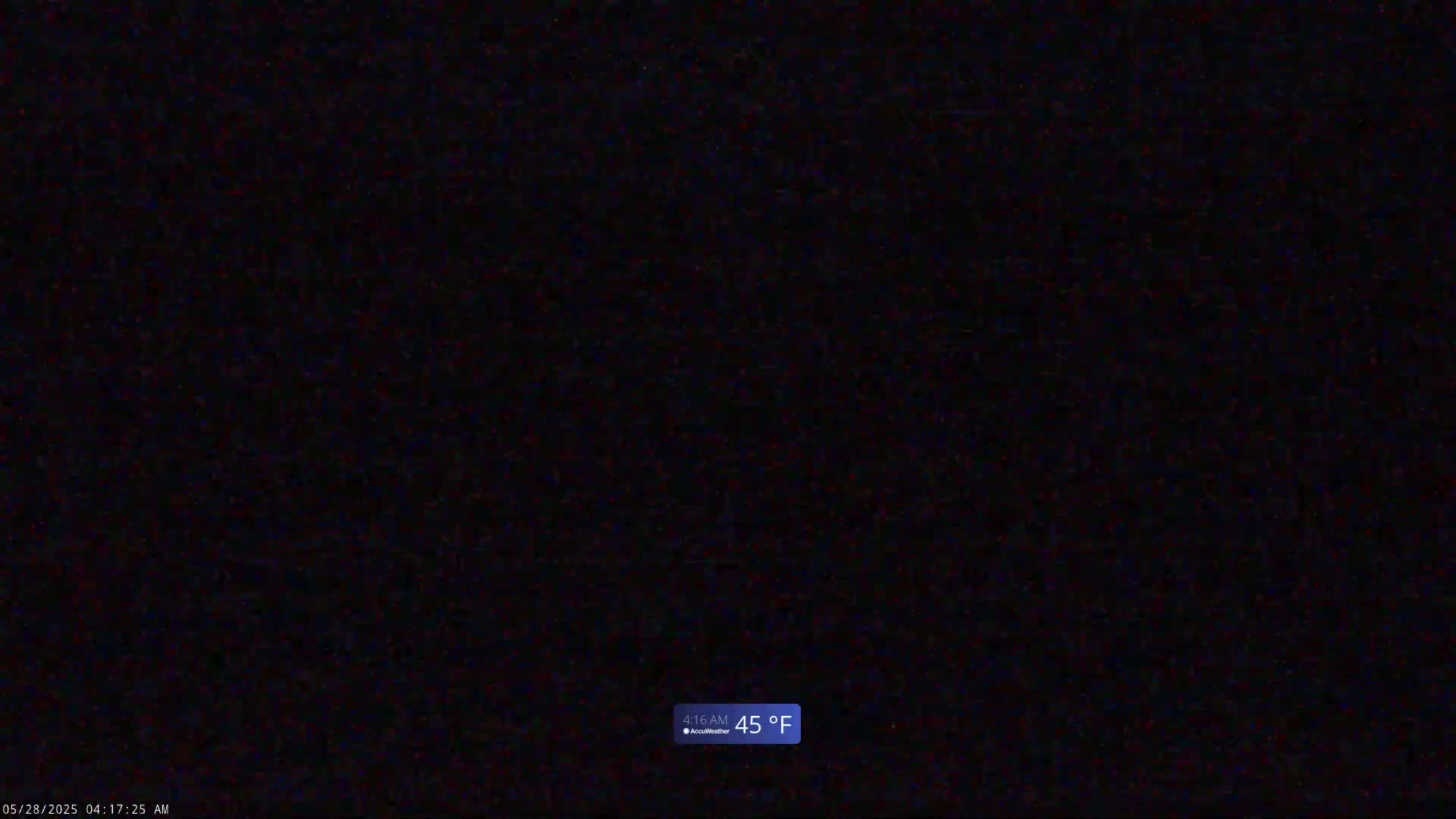 The image shows a completely dark scene at 45°F.