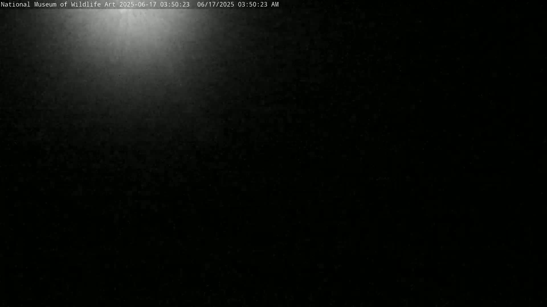 A mostly dark image with a faint, bright spot in the upper center.