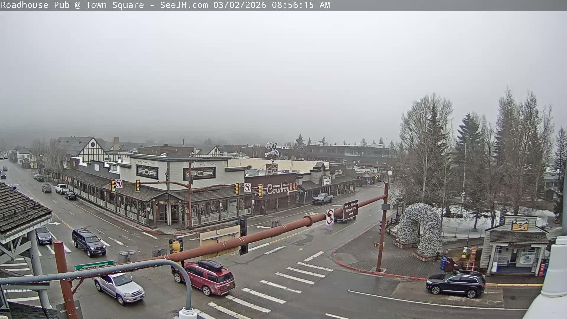 Jackson Hole, Jackson Town Intersection West View Live Cam - Jackson, Teton, Wyoming, USA