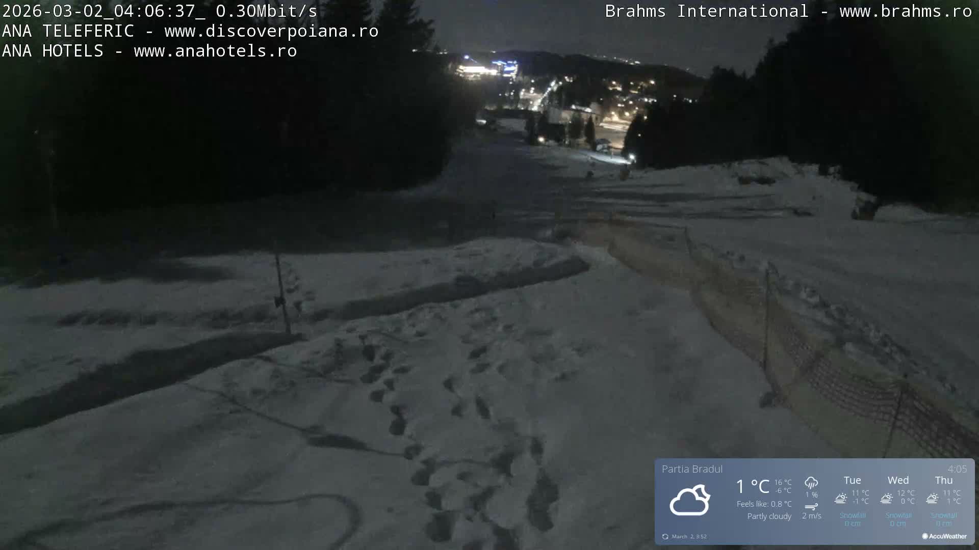 Brasov, Poiana Braşov Partia Bradul Ski Slope, Poiana Brasov Live Cam - Poiana Brasov, Braşov, Romania