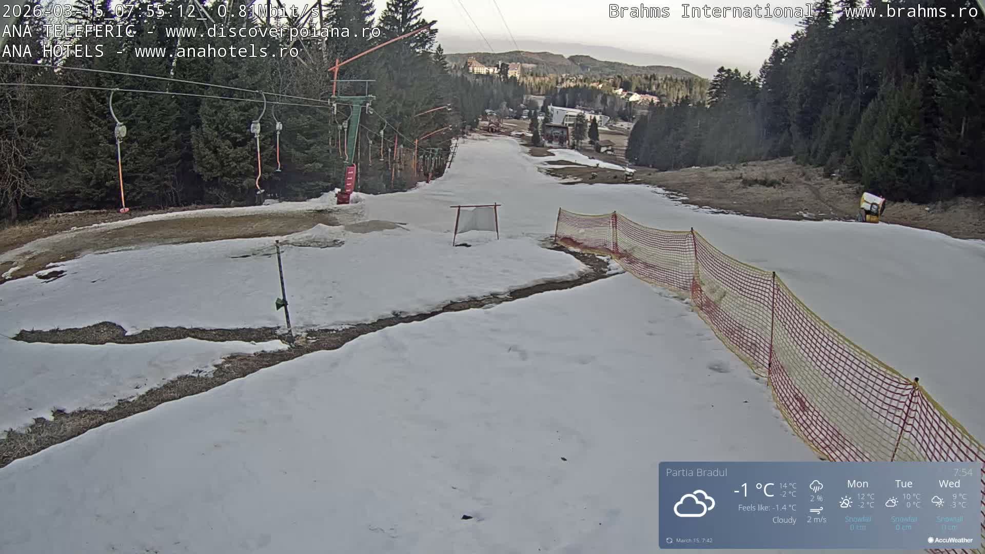 Brasov, Poiana Braşov Partia Bradul Ski Slope, Poiana Brasov Live Cam - Poiana Brasov, Braşov, Romania