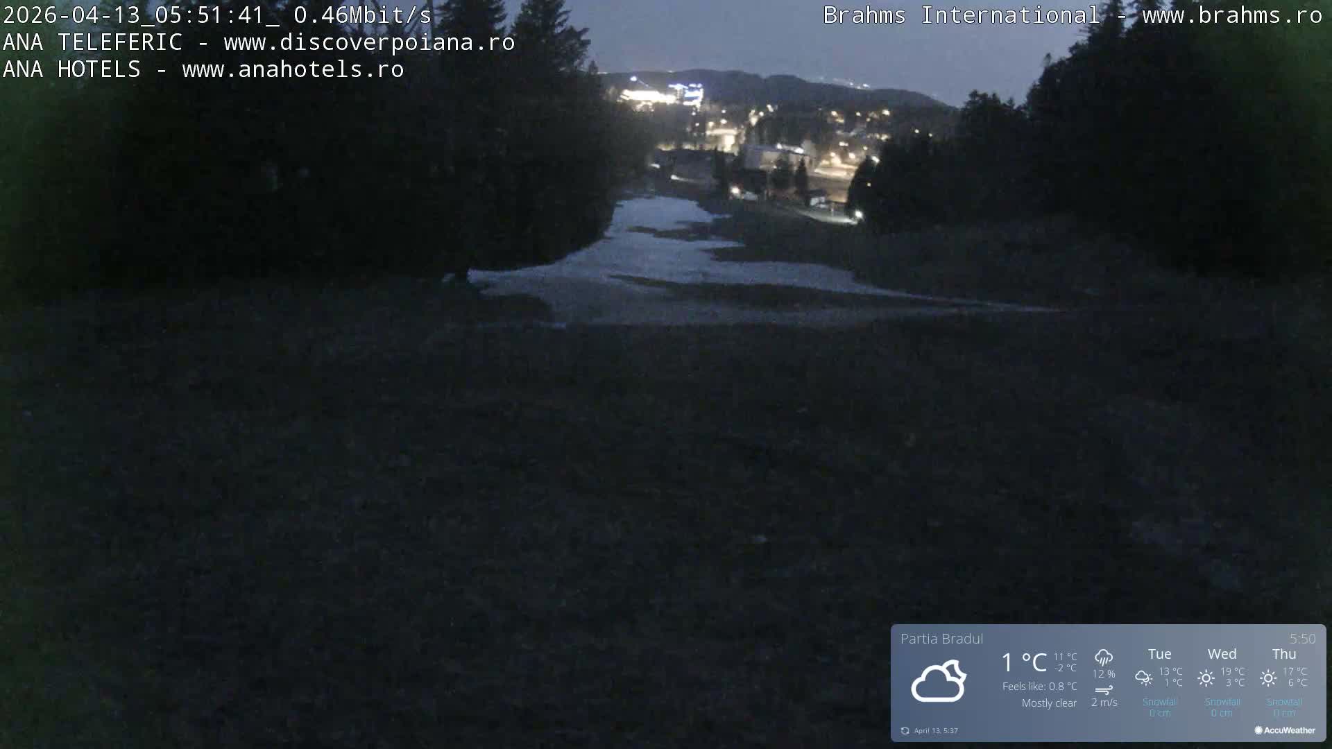 Brasov, Poiana Braşov Partia Bradul Ski Slope, Poiana Brasov Live Cam - Poiana Brasov, Braşov, Romania