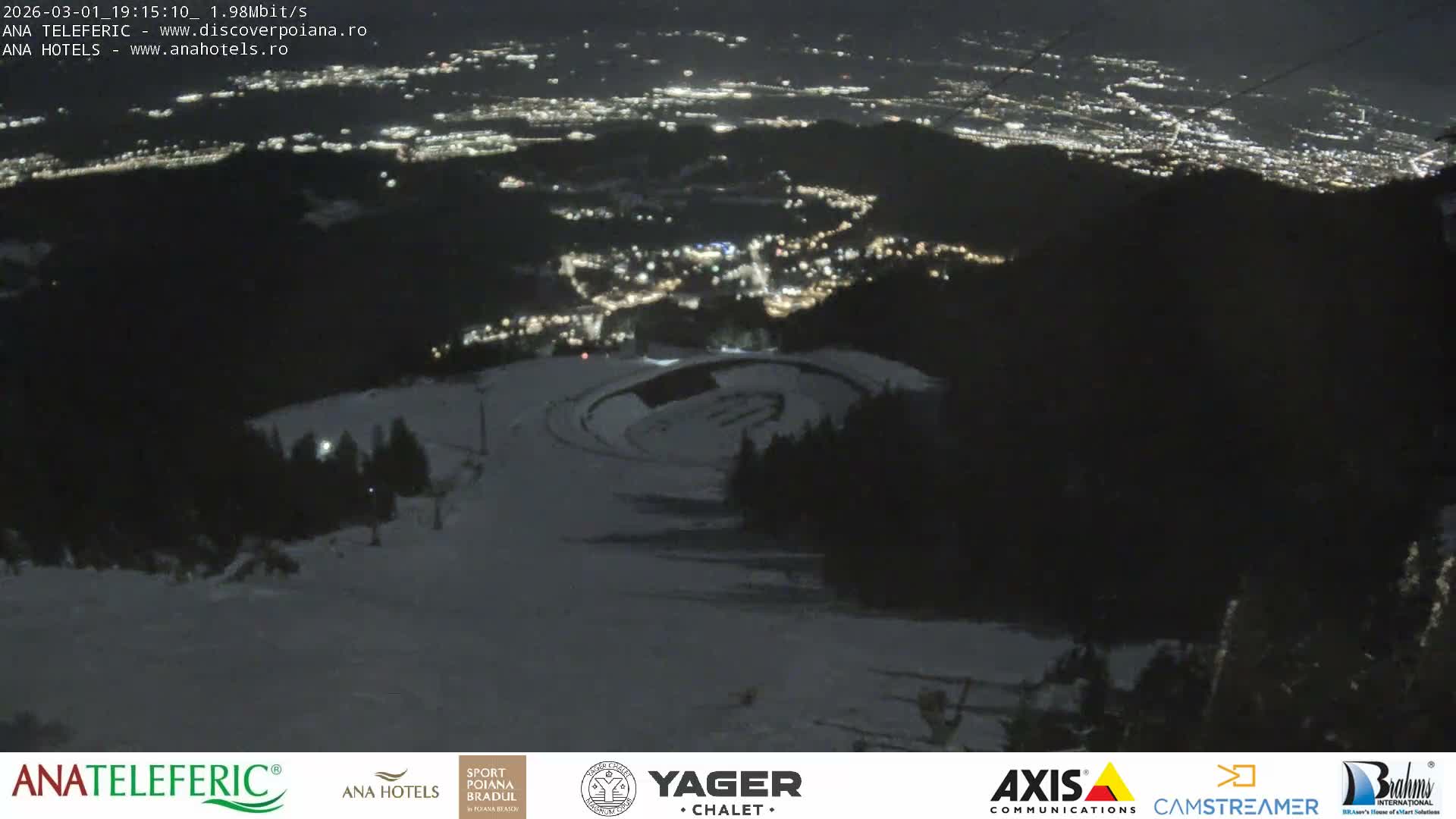 Poiana Brasov , Poiana Ruia Ski Slope & Codlea /Cristian/ Ghimbav Town & Brasov City Skyline Live Cam - Poiana Brasov, Braşov, Romania