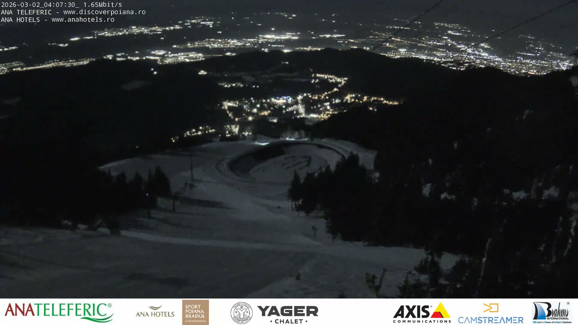 Poiana Brasov , Poiana Ruia Ski Slope & Codlea /Cristian/ Ghimbav Town & Brasov City Skyline Live Cam - Poiana Brasov, Braşov, Romania