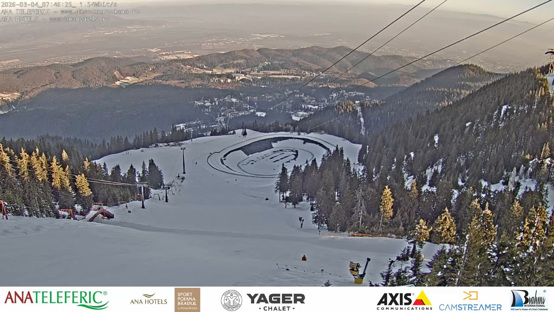 Poiana Brasov , Poiana Ruia Ski Slope & Codlea /Cristian/ Ghimbav Town & Brasov City Skyline Live Cam - Poiana Brasov, Braşov, Romania
