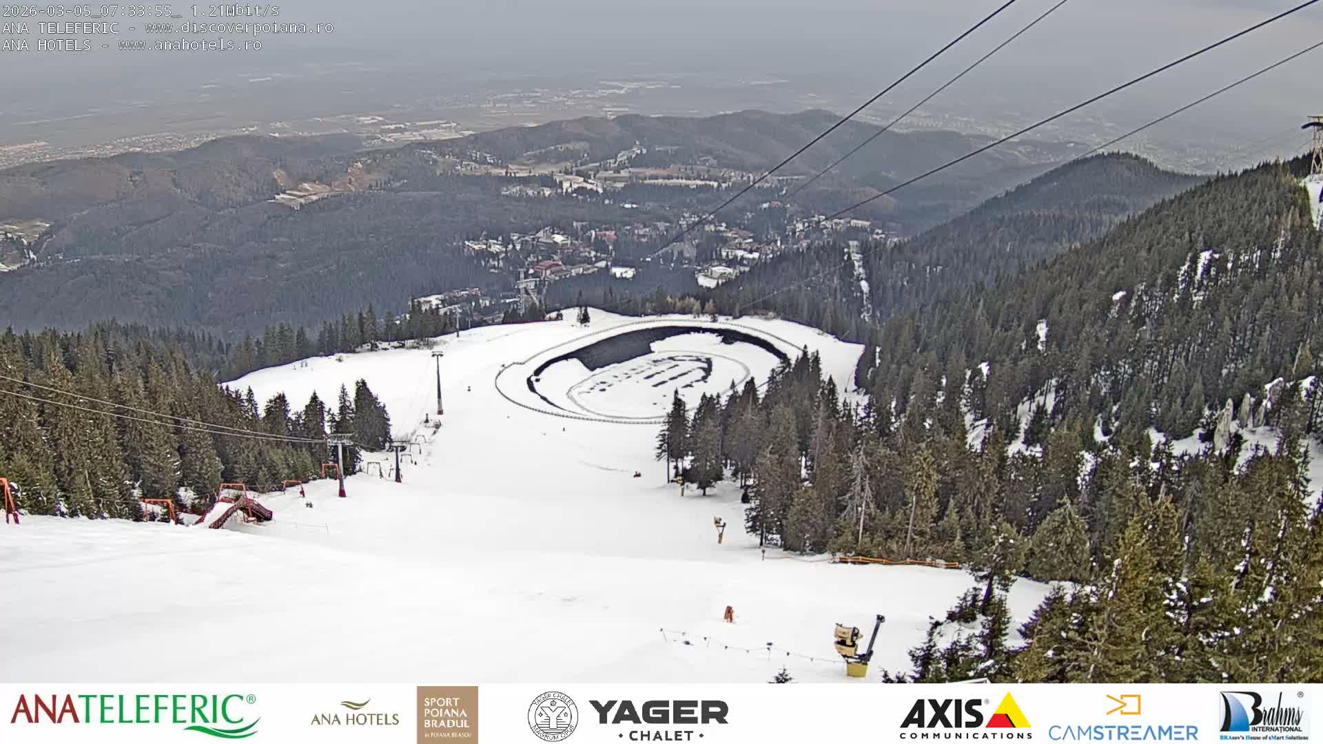 Poiana Brasov , Poiana Ruia Ski Slope & Codlea /Cristian/ Ghimbav Town & Brasov City Skyline Live Cam - Poiana Brasov, Braşov, Romania