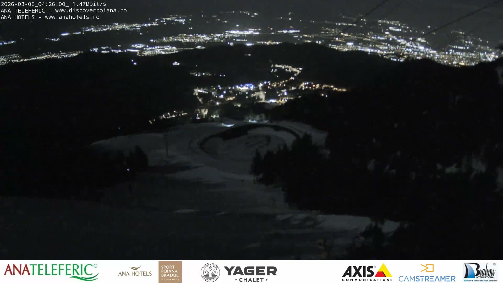 Poiana Brasov , Poiana Ruia Ski Slope & Codlea /Cristian/ Ghimbav Town & Brasov City Skyline Live Cam - Poiana Brasov, Braşov, Romania