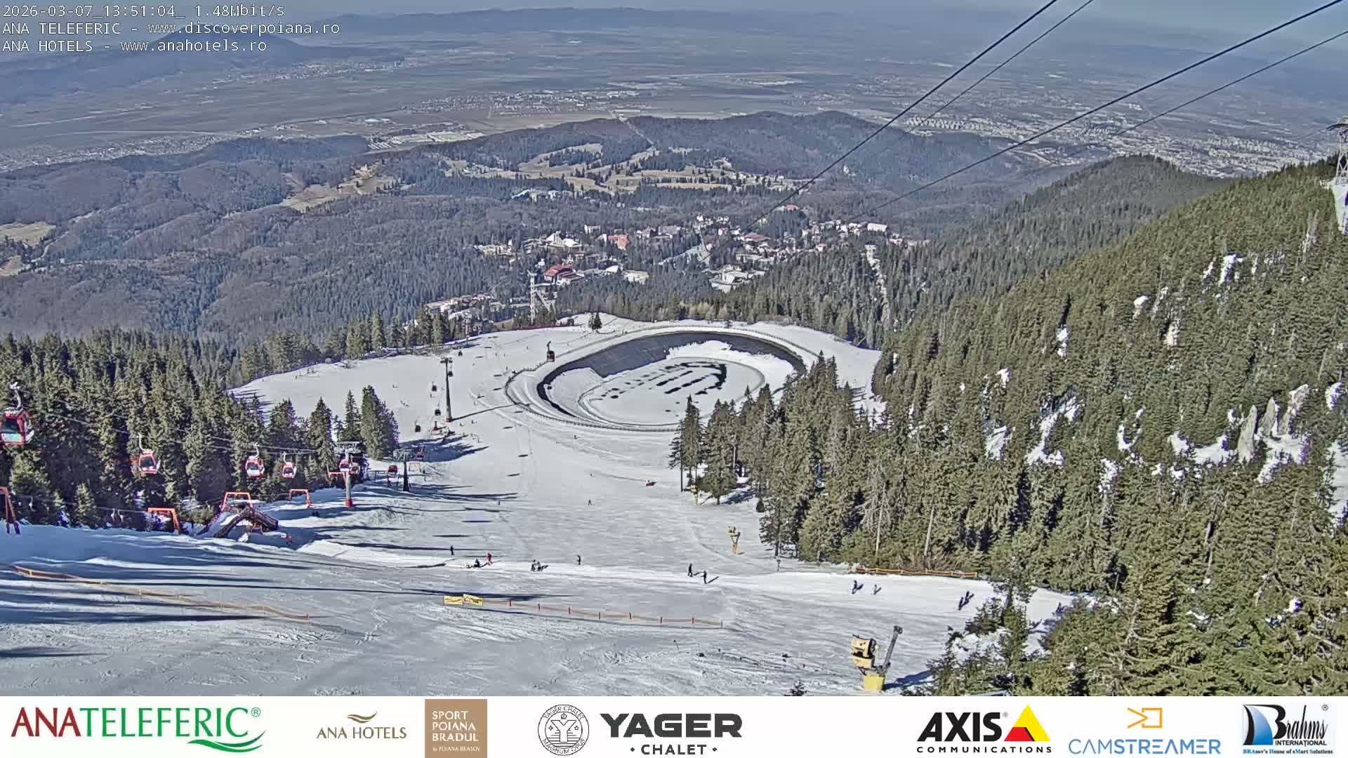 Poiana Brasov , Poiana Ruia Ski Slope & Codlea /Cristian/ Ghimbav Town & Brasov City Skyline Live Cam - Poiana Brasov, Braşov, Romania