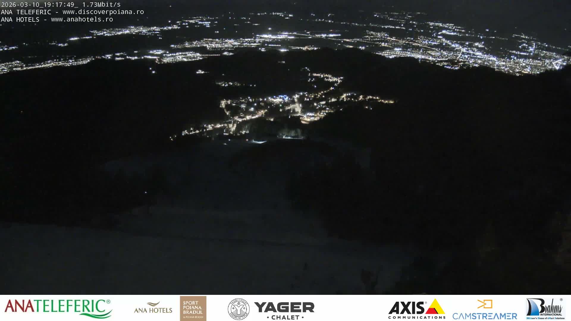 Poiana Brasov , Poiana Ruia Ski Slope & Codlea /Cristian/ Ghimbav Town & Brasov City Skyline Live Cam - Poiana Brasov, Braşov, Romania