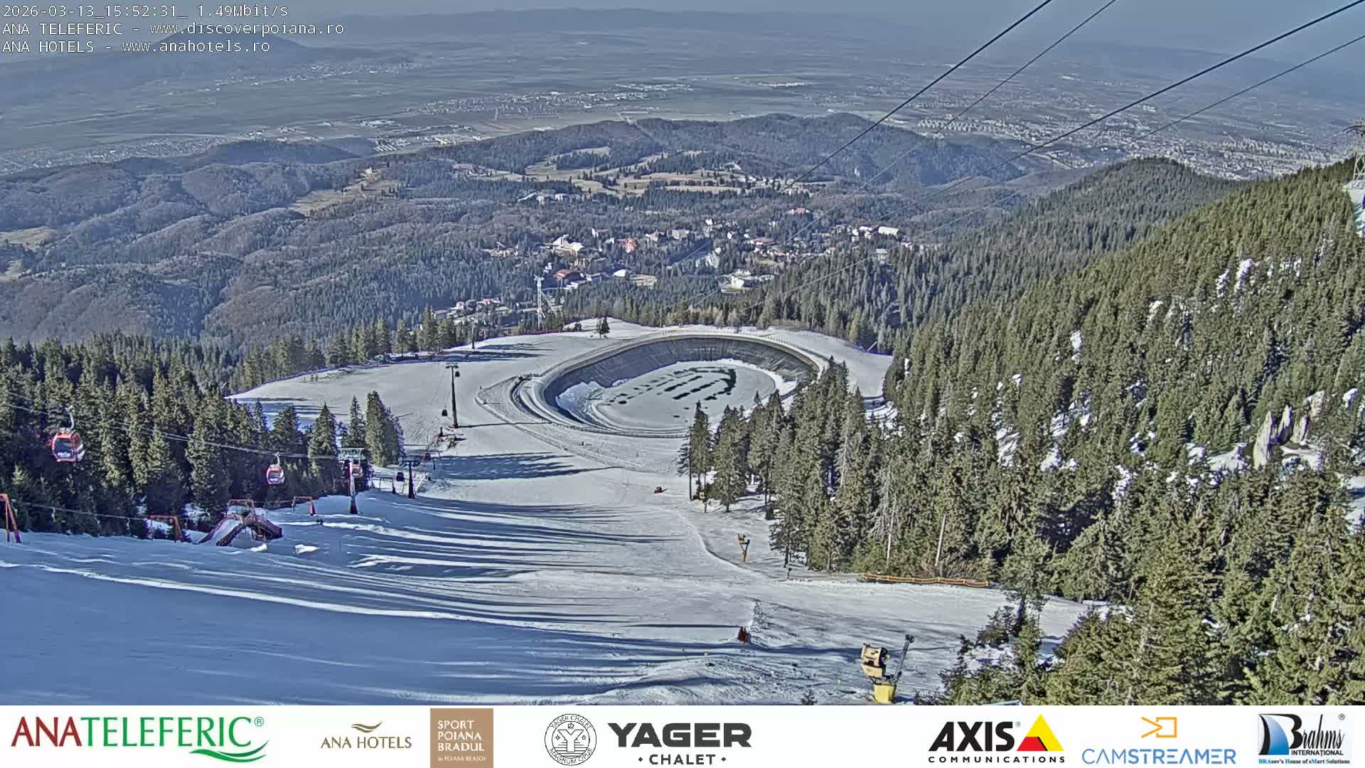 Poiana Brasov , Poiana Ruia Ski Slope & Codlea /Cristian/ Ghimbav Town & Brasov City Skyline Live Cam - Poiana Brasov, Braşov, Romania
