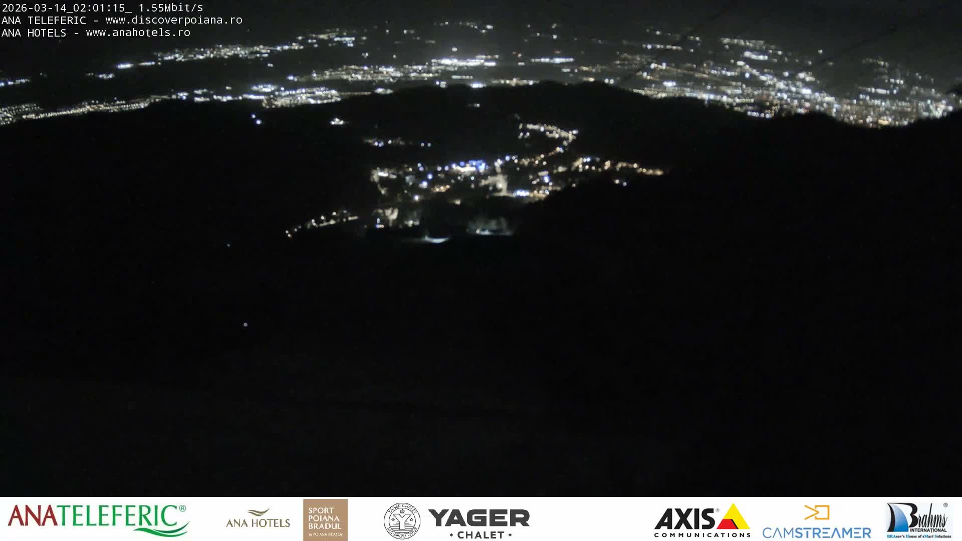 Poiana Brasov , Poiana Ruia Ski Slope & Codlea /Cristian/ Ghimbav Town & Brasov City Skyline Live Cam - Poiana Brasov, Braşov, Romania
