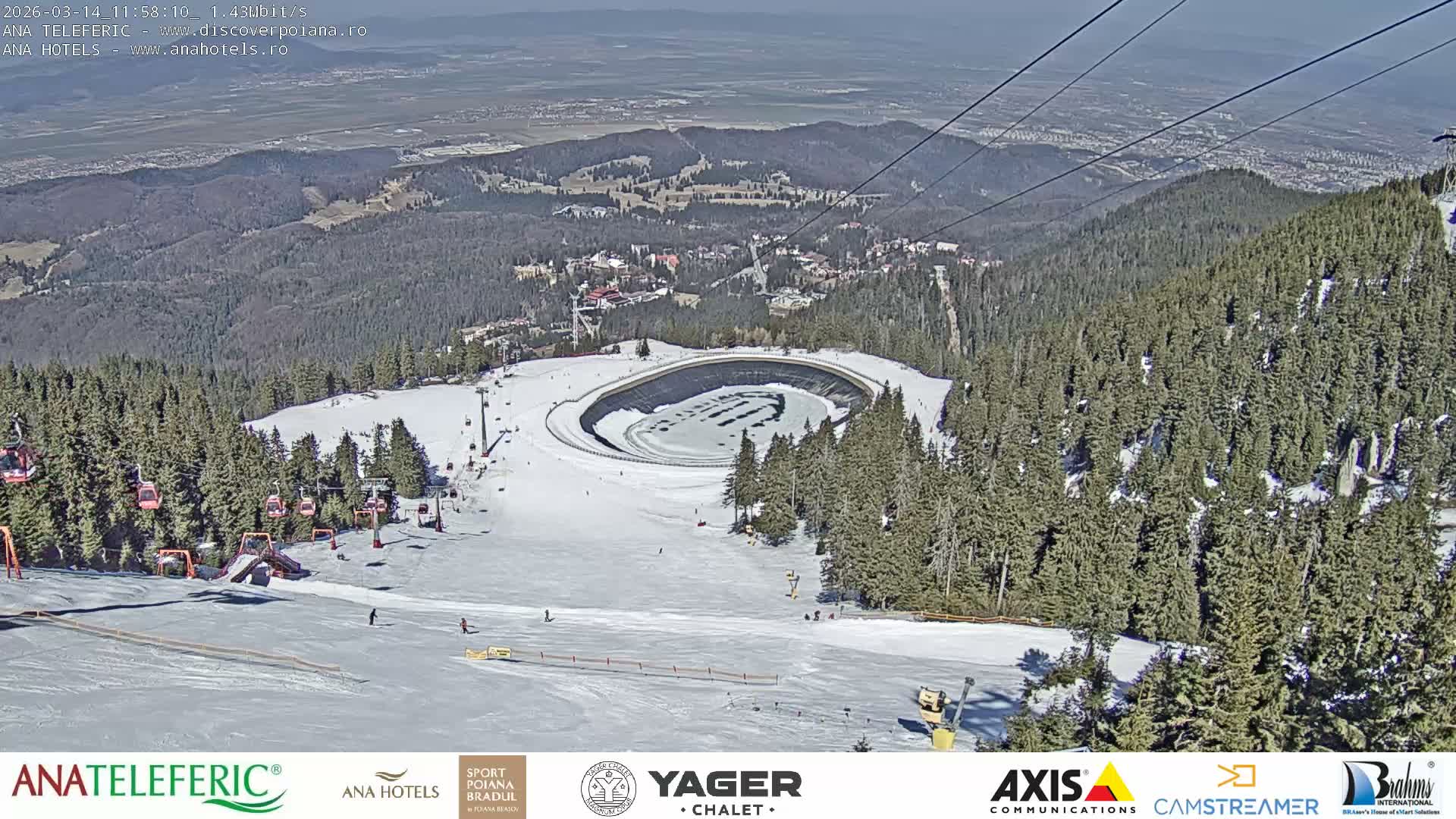 Poiana Brasov , Poiana Ruia Ski Slope & Codlea /Cristian/ Ghimbav Town & Brasov City Skyline Live Cam - Poiana Brasov, Braşov, Romania