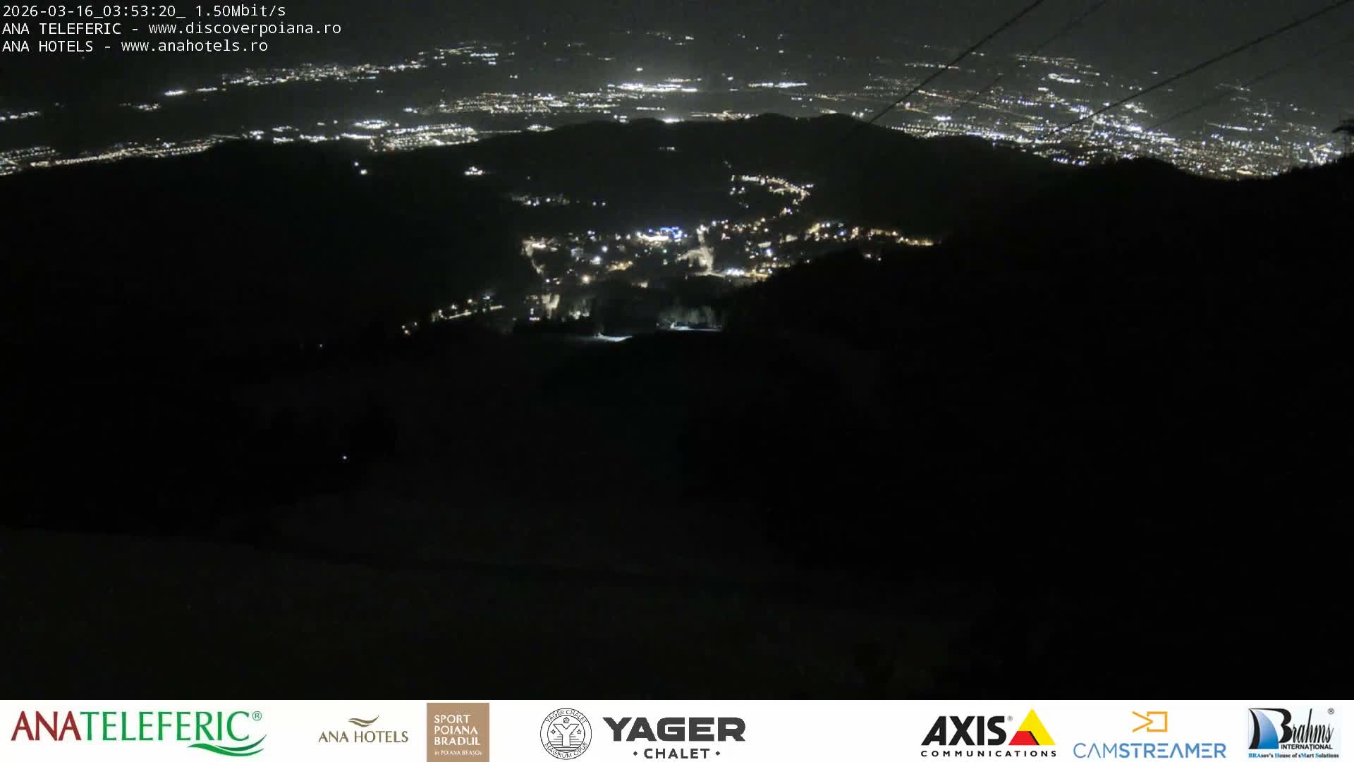 Poiana Brasov , Poiana Ruia Ski Slope & Codlea /Cristian/ Ghimbav Town & Brasov City Skyline Live Cam - Poiana Brasov, Braşov, Romania