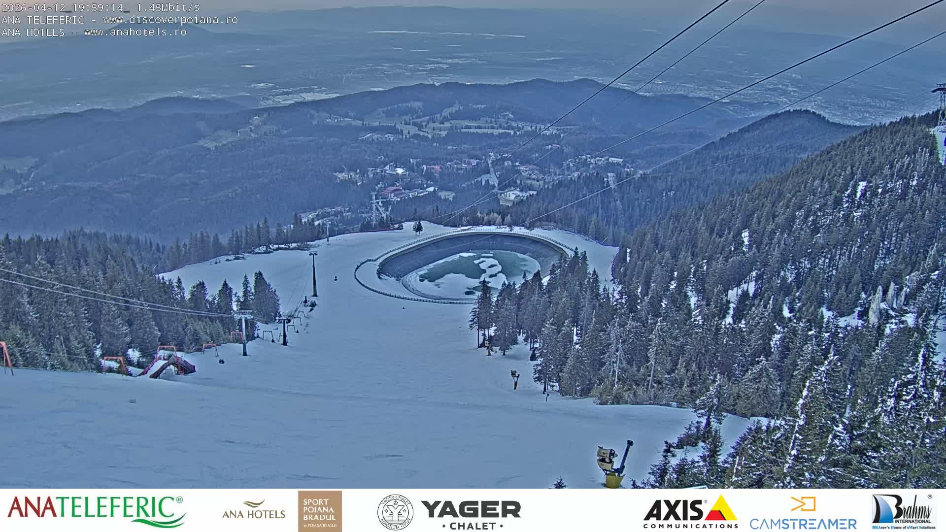 Poiana Brasov , Poiana Ruia Ski Slope & Codlea /Cristian/ Ghimbav Town & Brasov City Skyline Live Cam - Poiana Brasov, Braşov, Romania