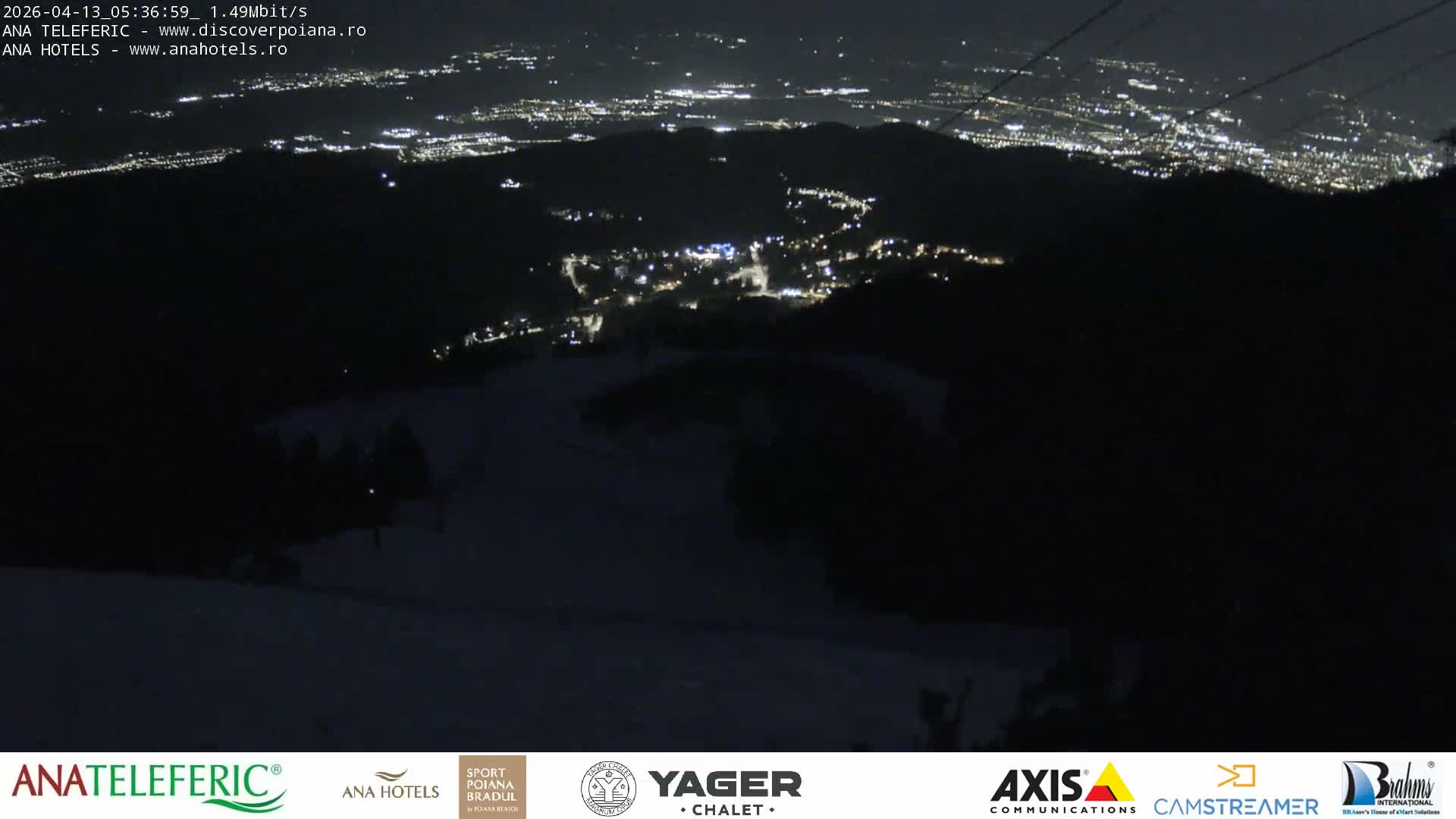 Poiana Brasov , Poiana Ruia Ski Slope & Codlea /Cristian/ Ghimbav Town & Brasov City Skyline Live Cam - Poiana Brasov, Braşov, Romania
